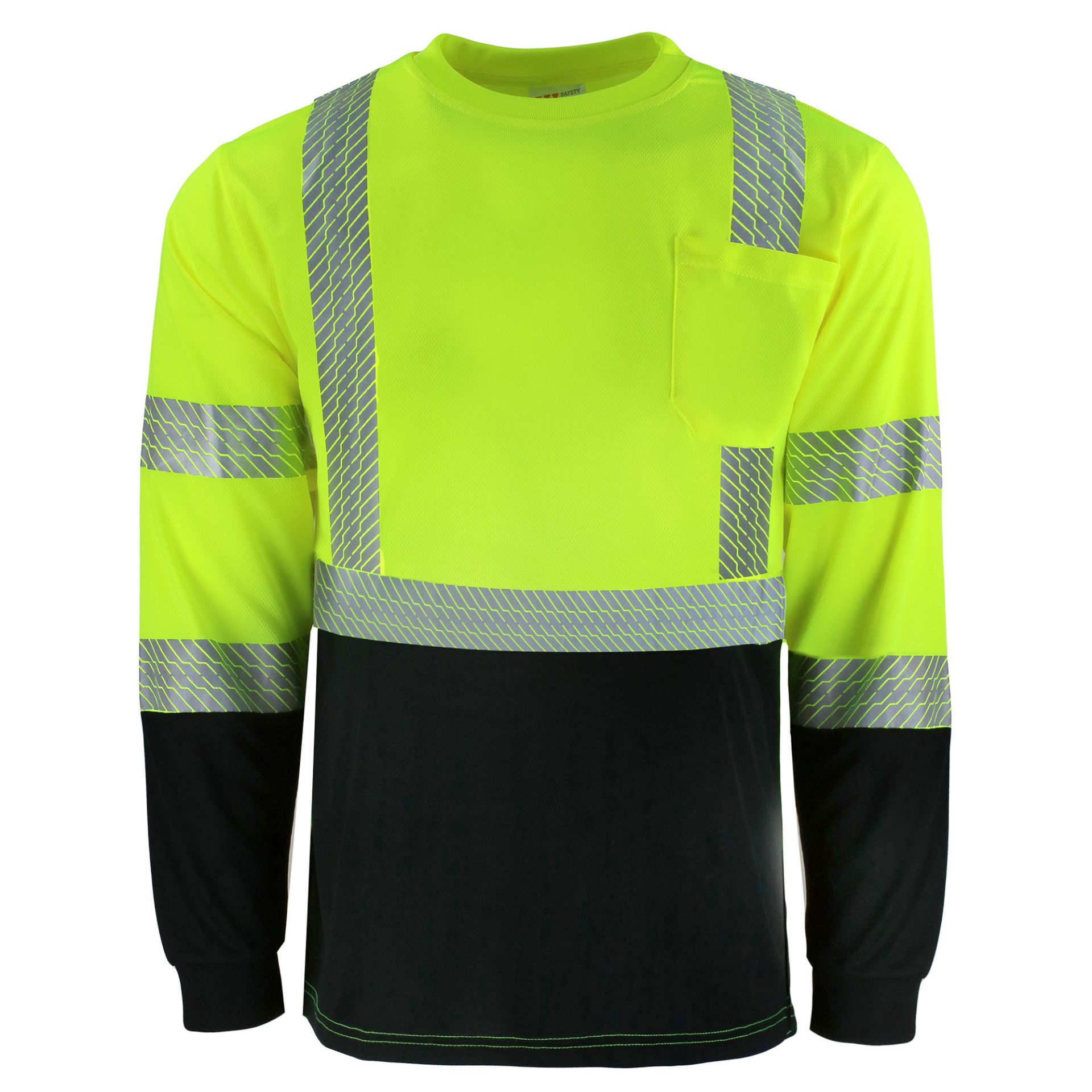 Picture of Safety Brite SB-C3LSBBSEG Class 3 Long Sleeve HI VIS Black Bottom Segmented T-Shirt