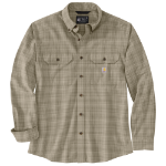 Picture of Carhartt 106355 Mens Loose Fit Midweight Chambray Long-Sleeve Plaid Shirt