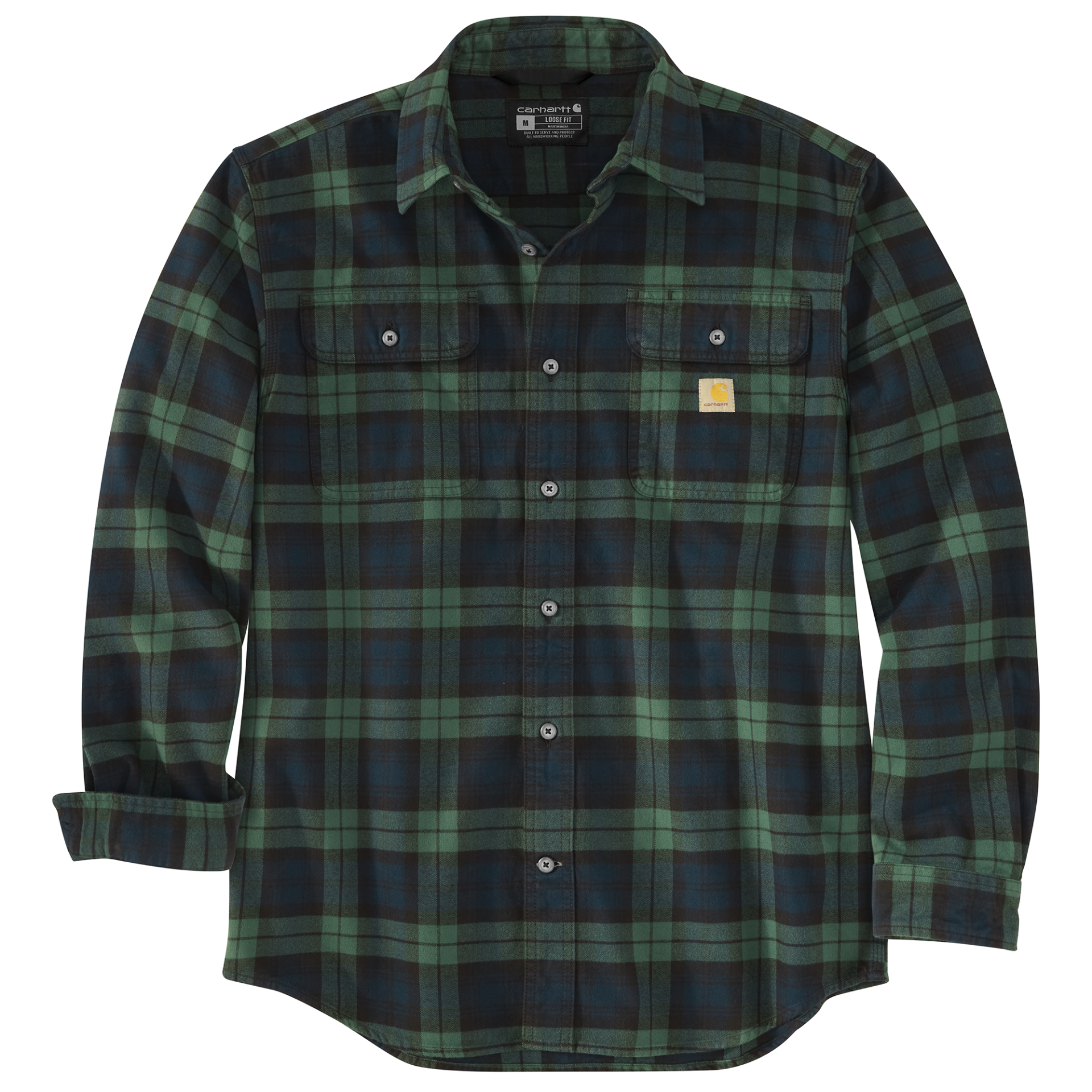 Picture of Carhartt 106356 Mens Loose Fit Heavyweight Flannel Long-Sleeve Plaid Shirt