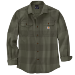 Picture of Carhartt 106356 Mens Loose Fit Heavyweight Flannel Long-Sleeve Plaid Shirt