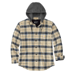 Picture of Carhartt 107011 Mens Rugged Flex Relaxed Fit Flannel Fleece Lined Hooded Shirt Jac