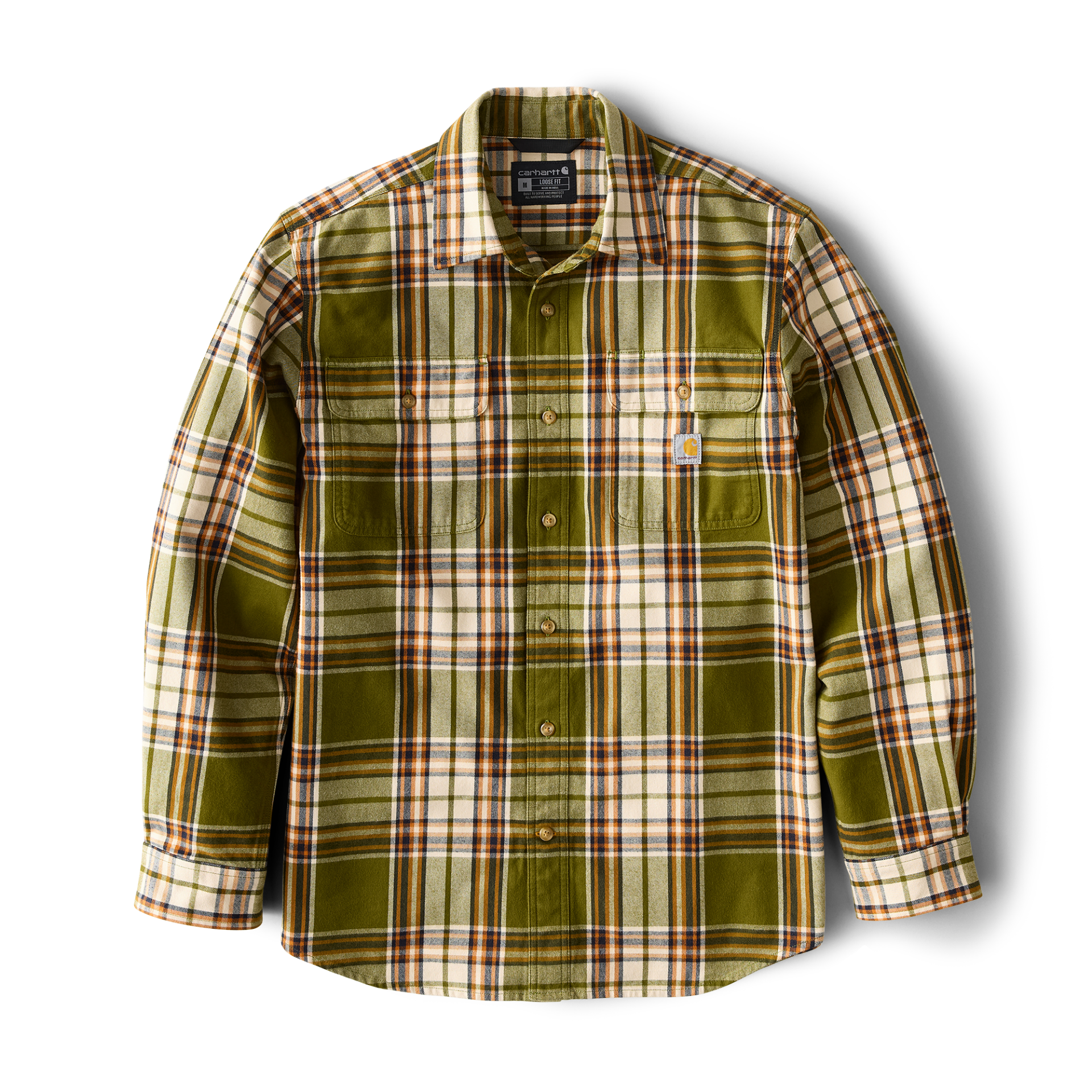 Picture of Carhartt 107013 Mens Loose Fit Heavyweight Flannel Long-Sleeve Plaid Shirt