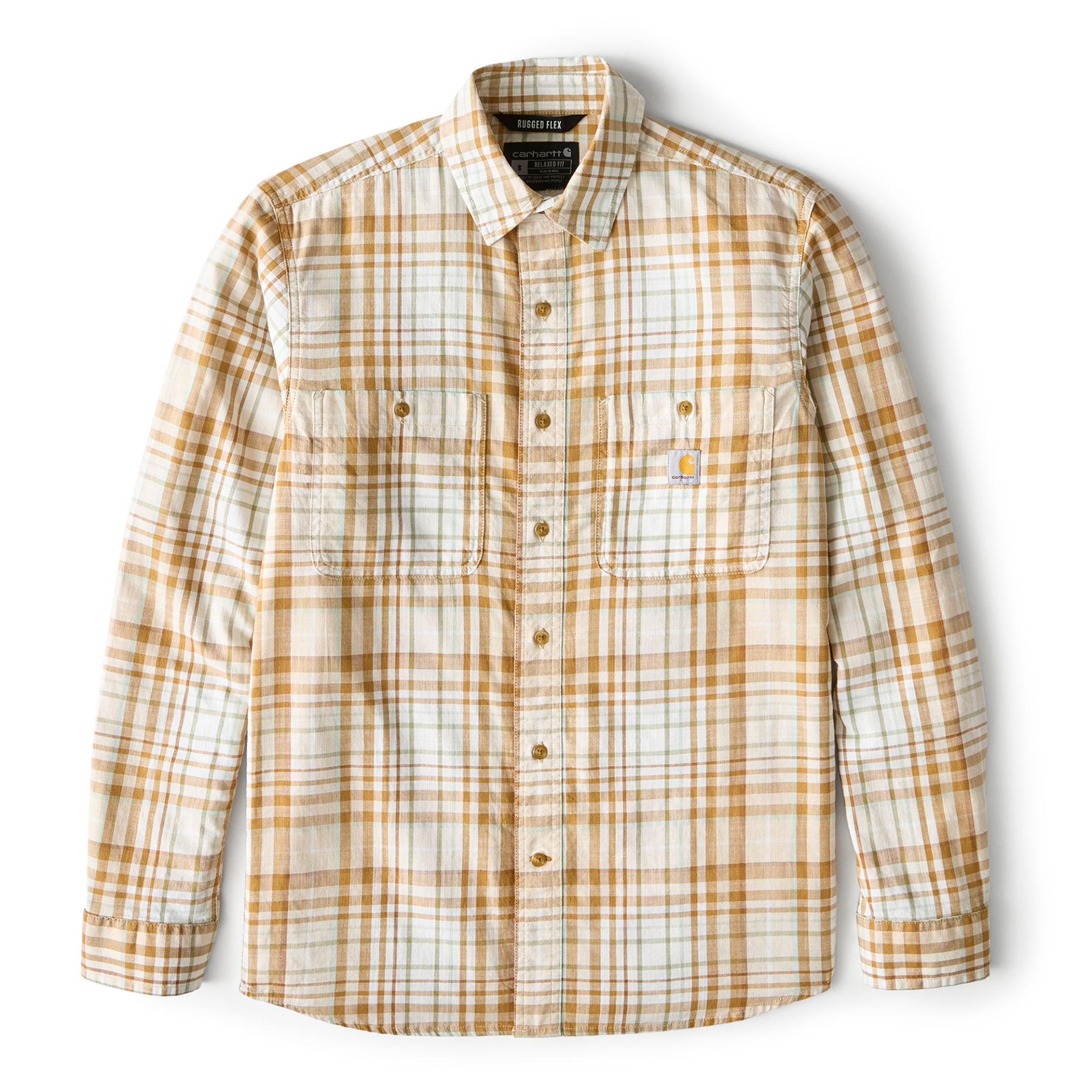 Picture of Carhartt 107014 Mens Rugged Flex Relaxed Fit Lightweight Long-Sleeve Plaid Shirt