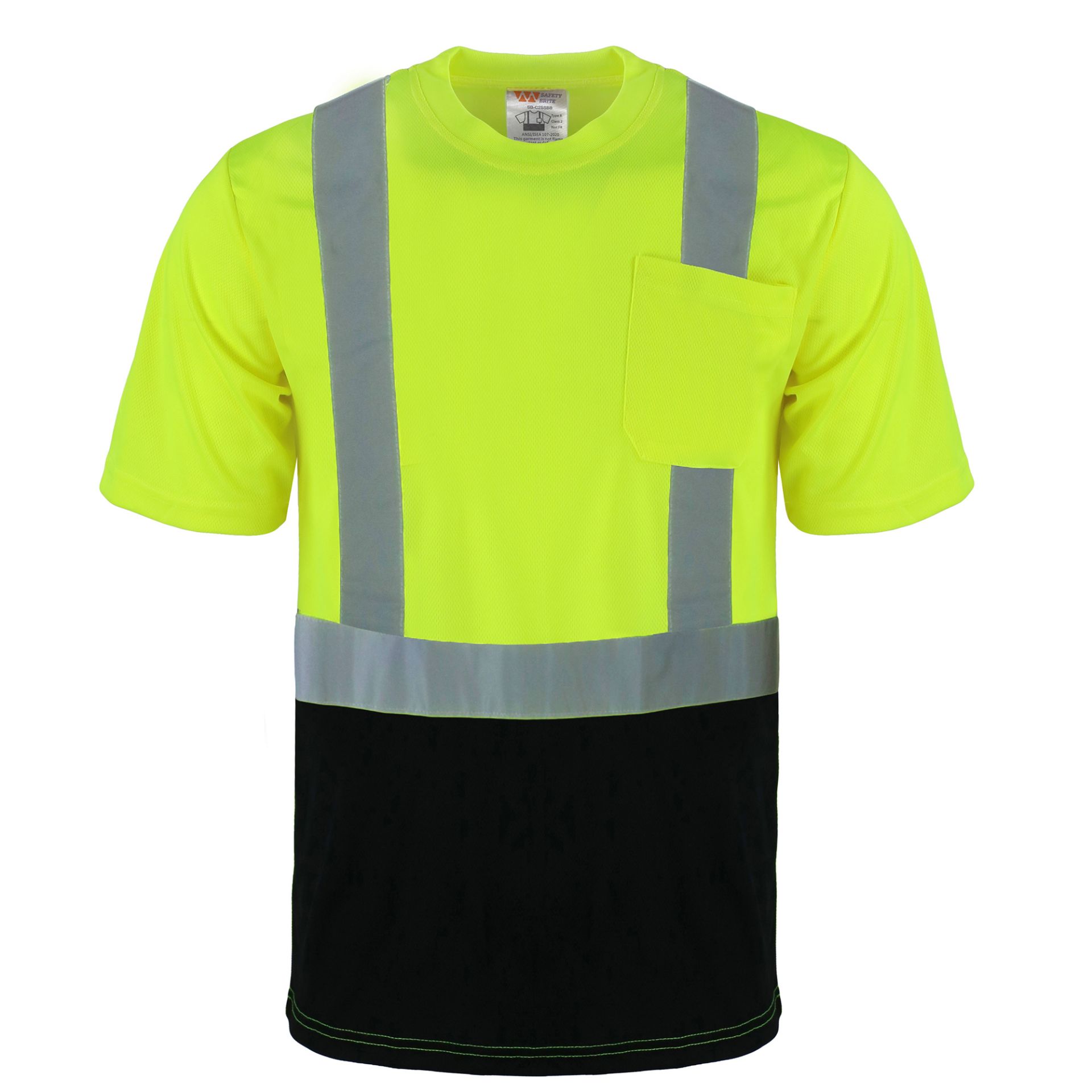 Picture of Safety Brite SB-C2SSBB Class 2 Short Sleeve HI VIS T-Shirt with Black Bottom