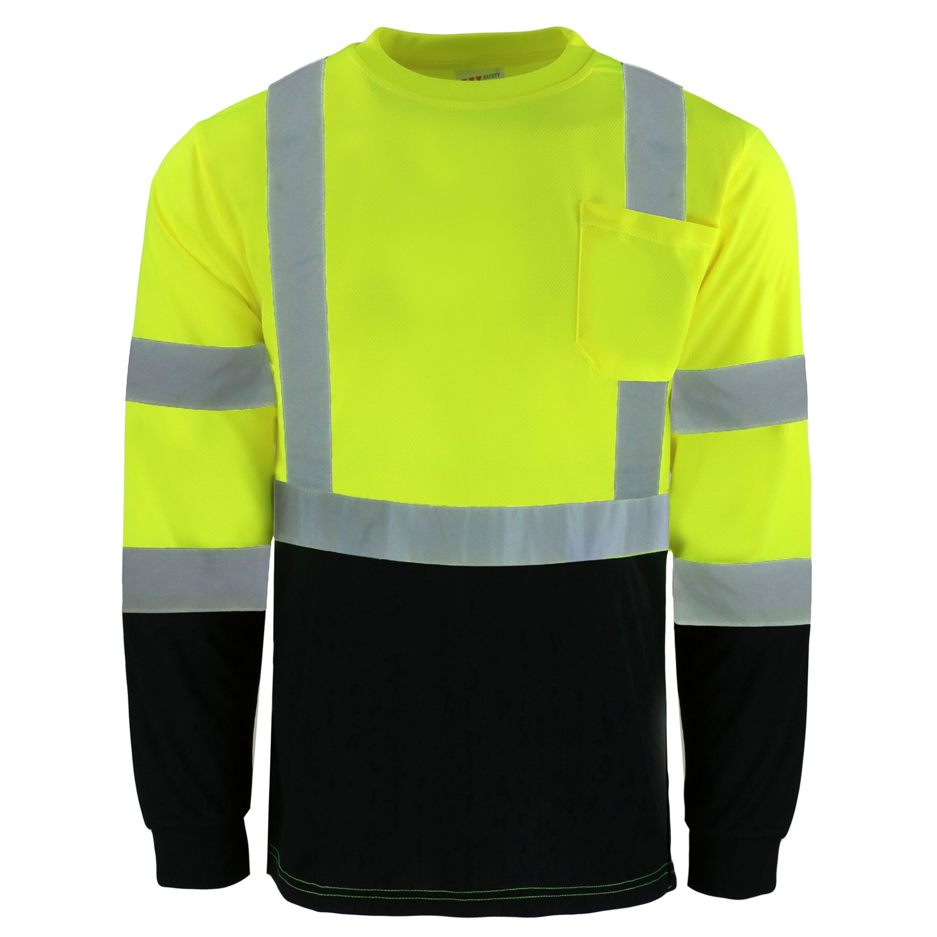 Picture of Safety Brite SB-C3LSBB Class 3 Long Sleeve HI VIS T-Shirt with Black Bottom
