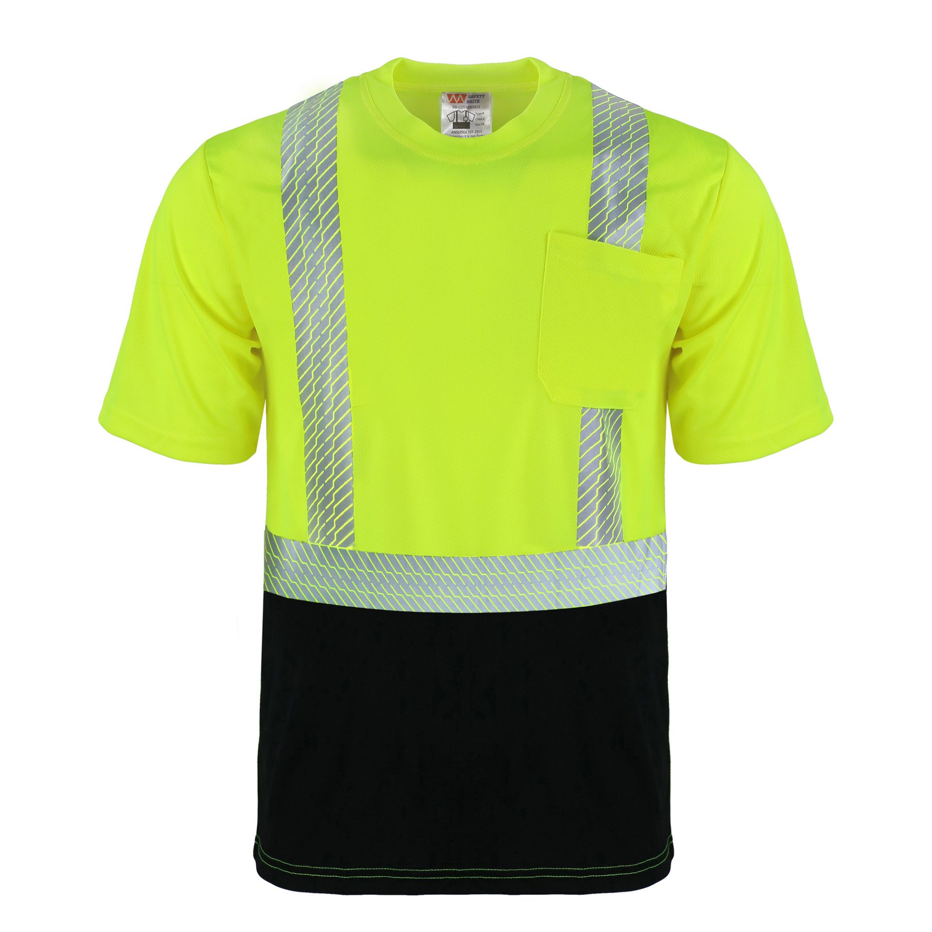 Picture of Safety Brite SB-C2SSBBSEG Class 2 Short Sleeve HI VIS Black Bottom Segmented T-Shirt