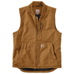 Picture of Carhartt 104395 Mens Loose Fit Washed Duck Insulated Rib Collar Vest