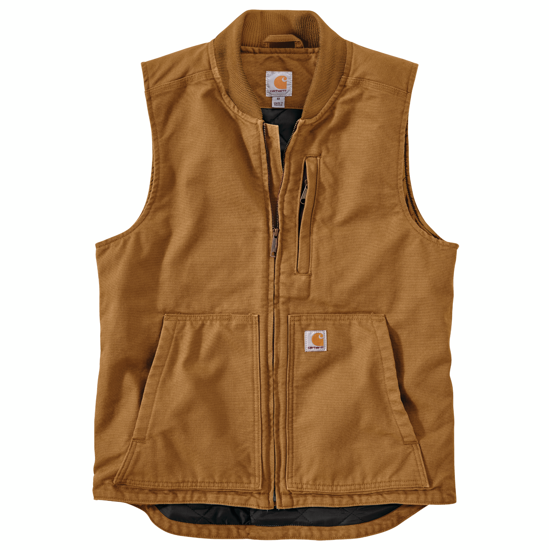 Picture of Carhartt 104395 Mens Loose Fit Washed Duck Insulated Rib Collar Vest