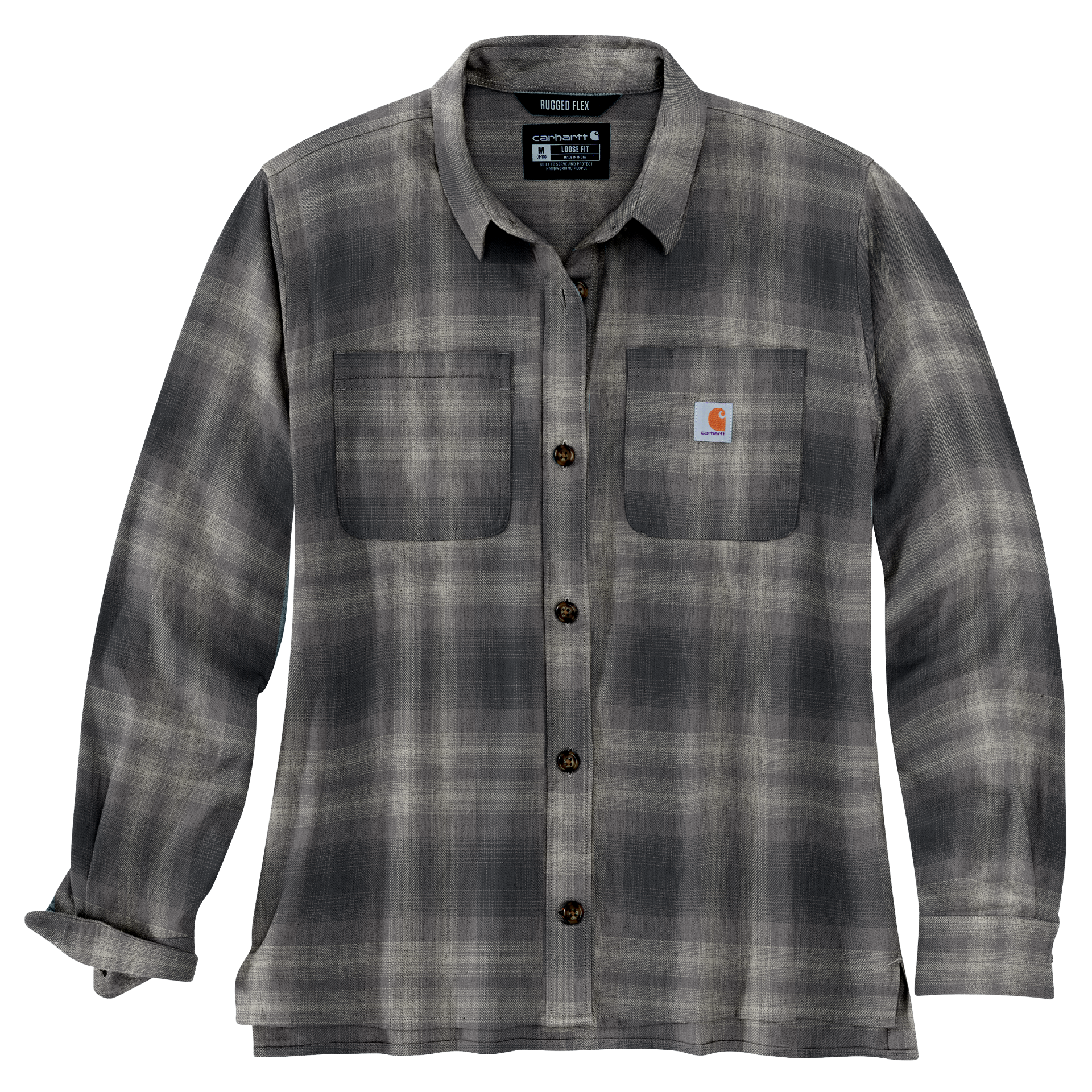 Picture of Carhartt 105574 Womens Rugged Flex® Loose Fit Midweight Flannel Long-Sleeve Plaid Shirt