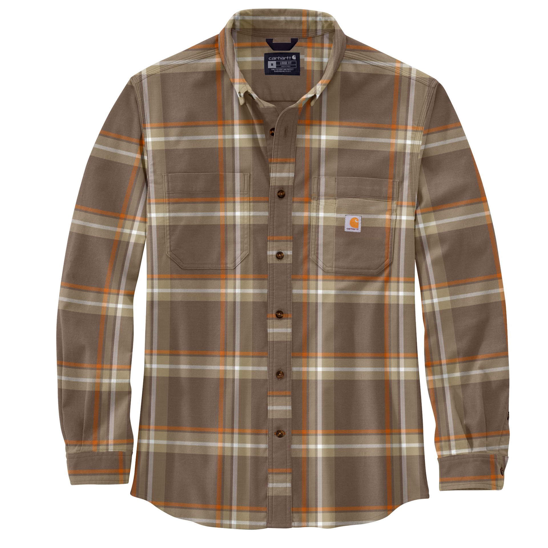 Picture of Carhartt 105945 Mens Rugged Flex® Relaxed Fit Midweight Flannel Long-Sleeve Plaid Shirt