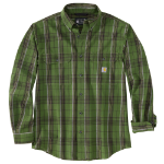 Picture of Carhartt 105946 Mens Loose Fit Midweight Chambray Long-Sleeve Plaid Shirt