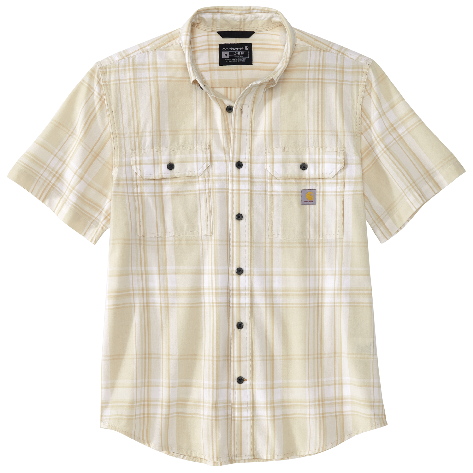 Picture of Carhartt 106746 Mens Loose Fit Midweight Short-Sleeve Plaid Shirt