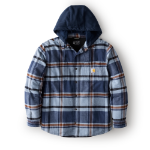 Picture of Carhartt 107011 Mens Rugged Flex Relaxed Fit Flannel Fleece Lined Hooded Shirt Jac
