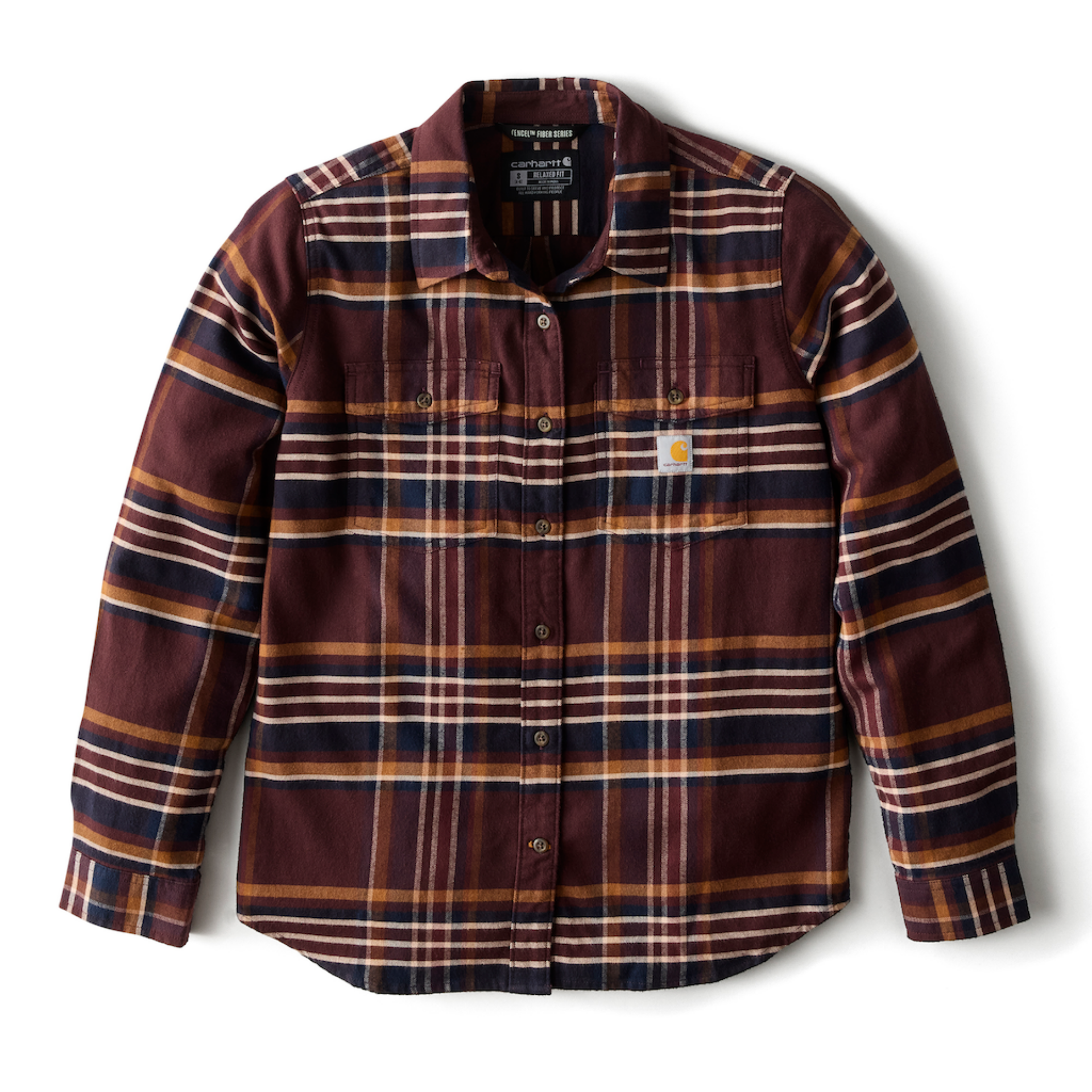 Picture of Carhartt 107135 Womens TENCEL Fiber Series Relaxed Fit Plaid Shirt