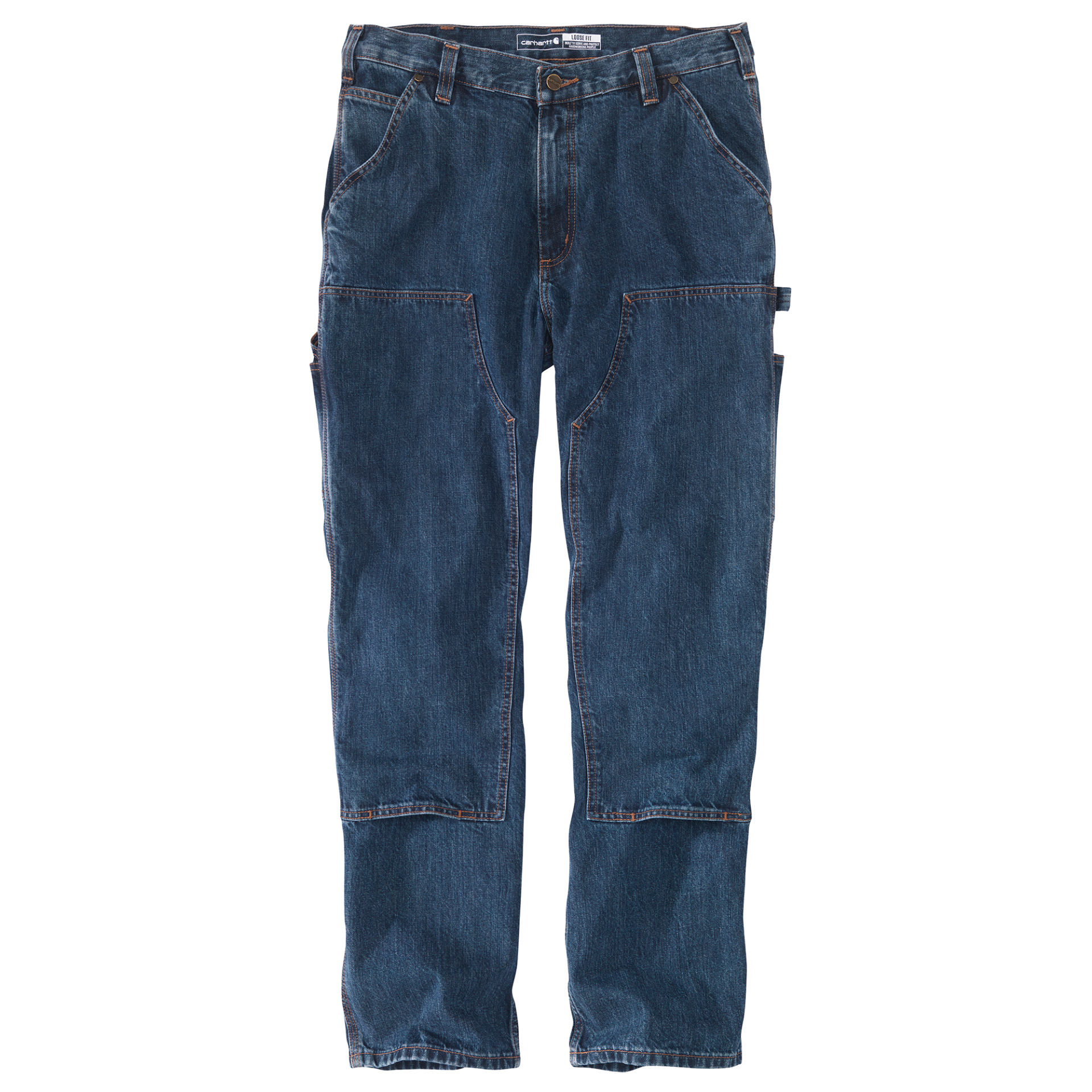 Picture of Carhartt 104944 Mens Loose Straight Double-Front Denim Dungaree