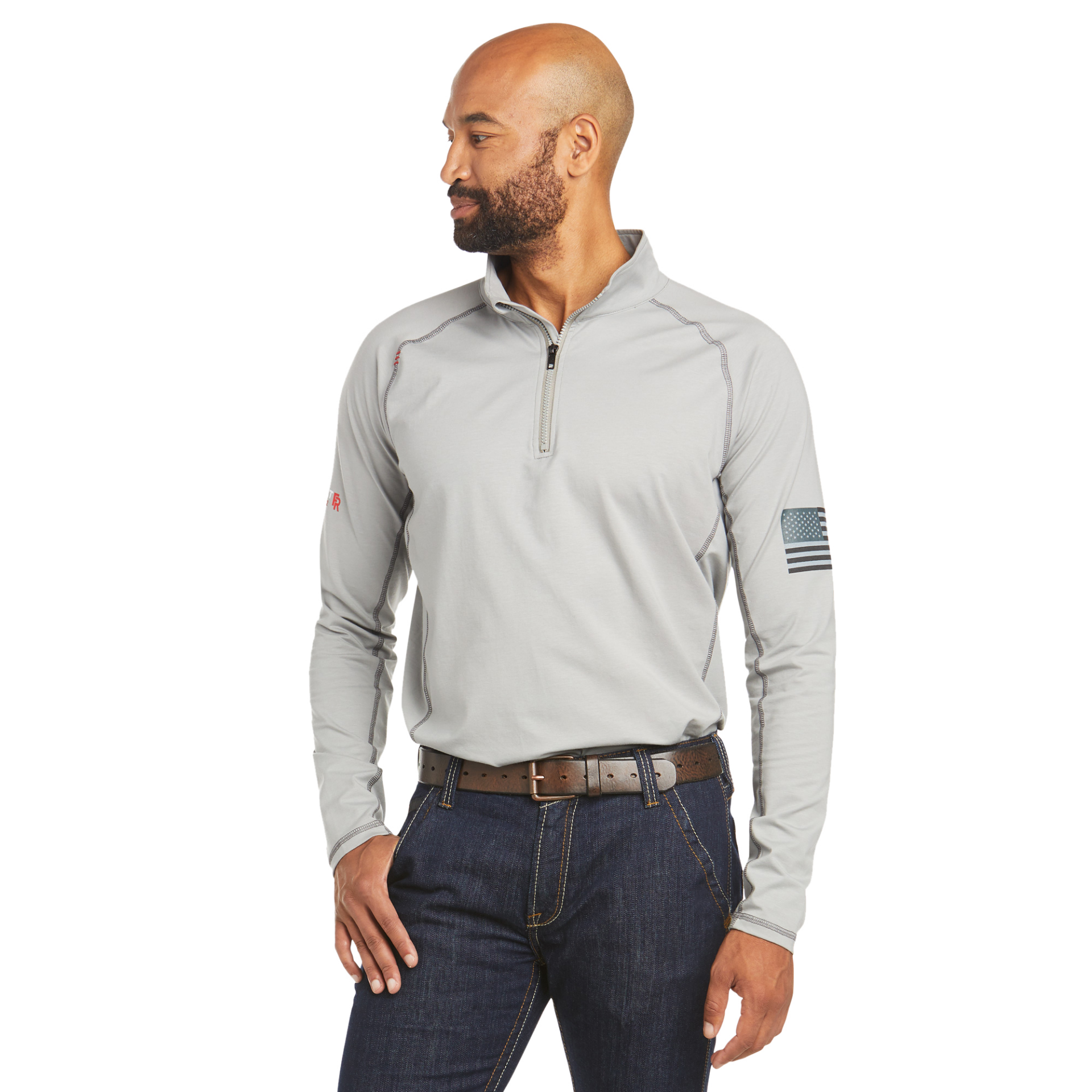 Picture of Ariat 10035420 FR COMBAT STR PATRIOT 1/4 ZIP LS WRK SHT