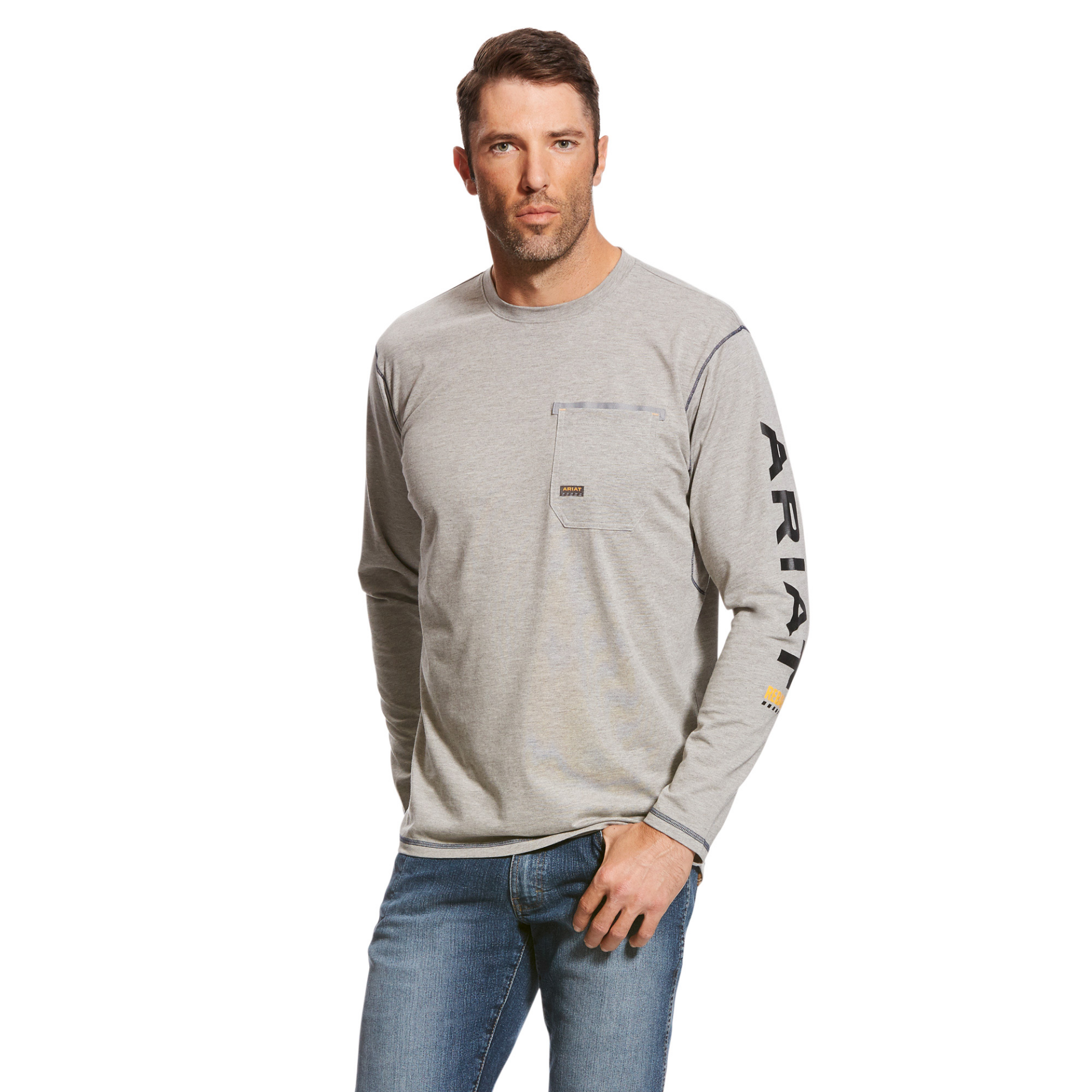 Picture of Ariat 10023918 REBAR WORKMAN LOGO LS T-SHRT
