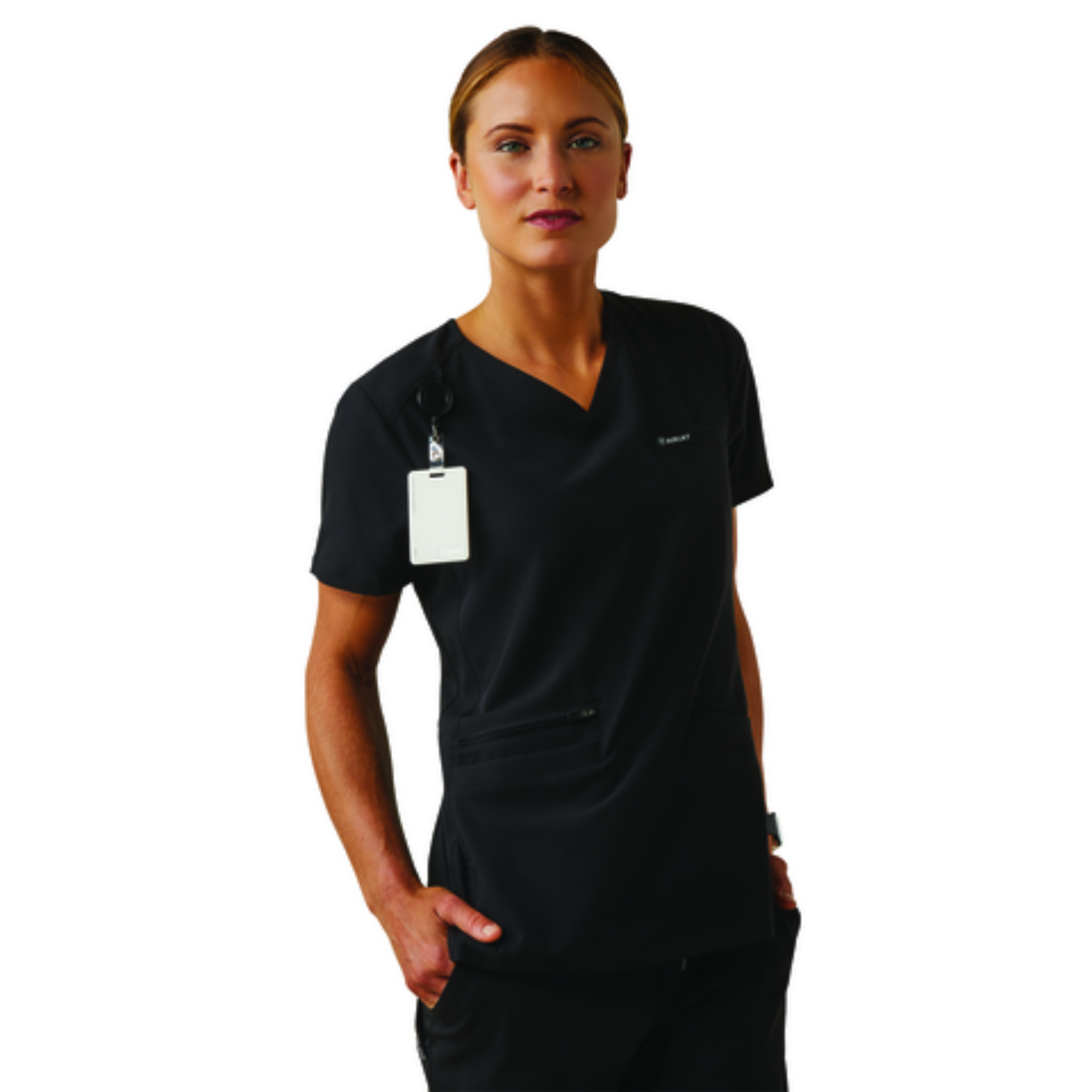 Picture of Ariat 10039716 CLARA 6 POCKET STR SS SCRUB TOP