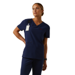 Picture of Ariat 10039717 CLARA 6 POCKET STR SS SCRUB TOP