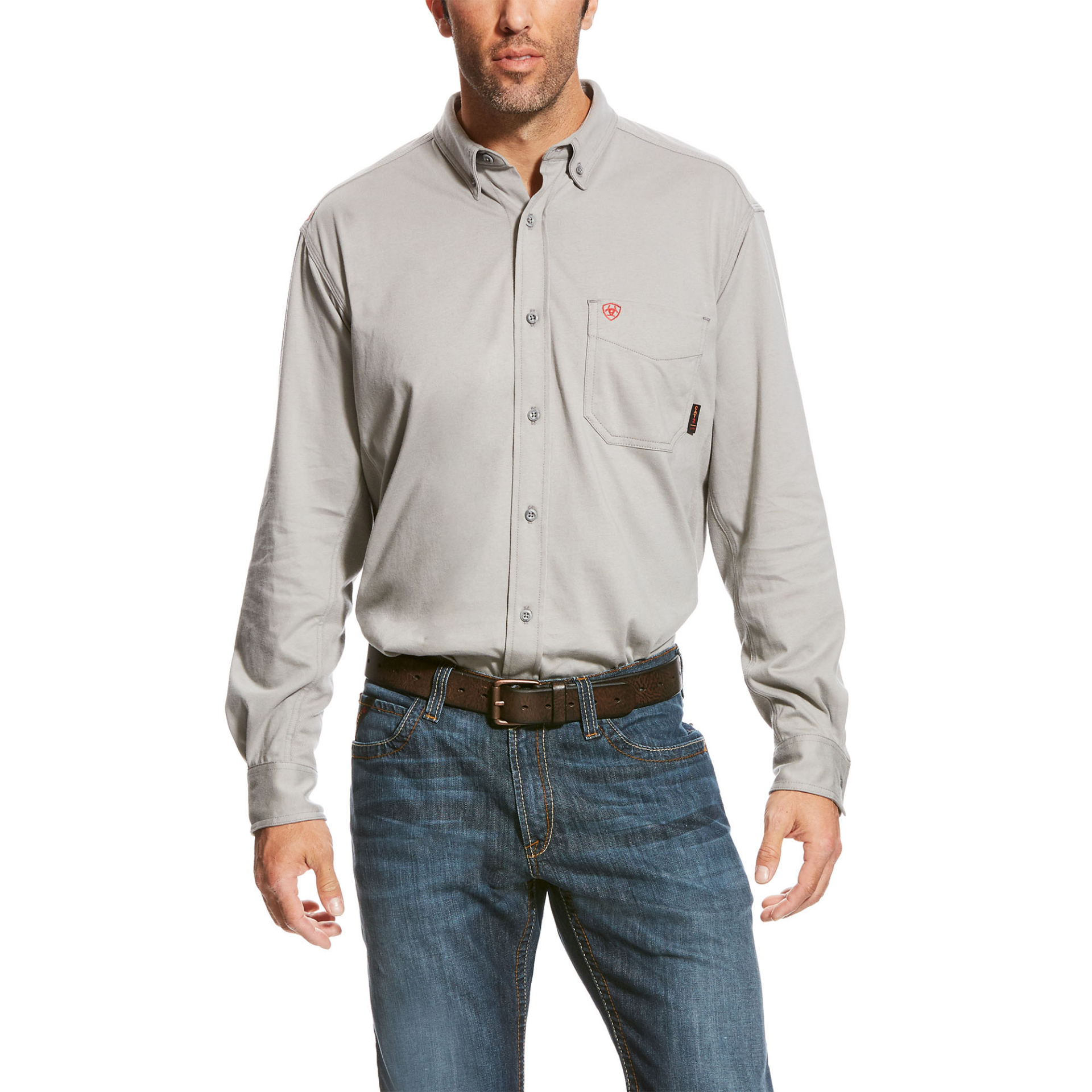 Picture of Ariat 10023947 MNS FR AC LS WRK SHRT SILVER FOX