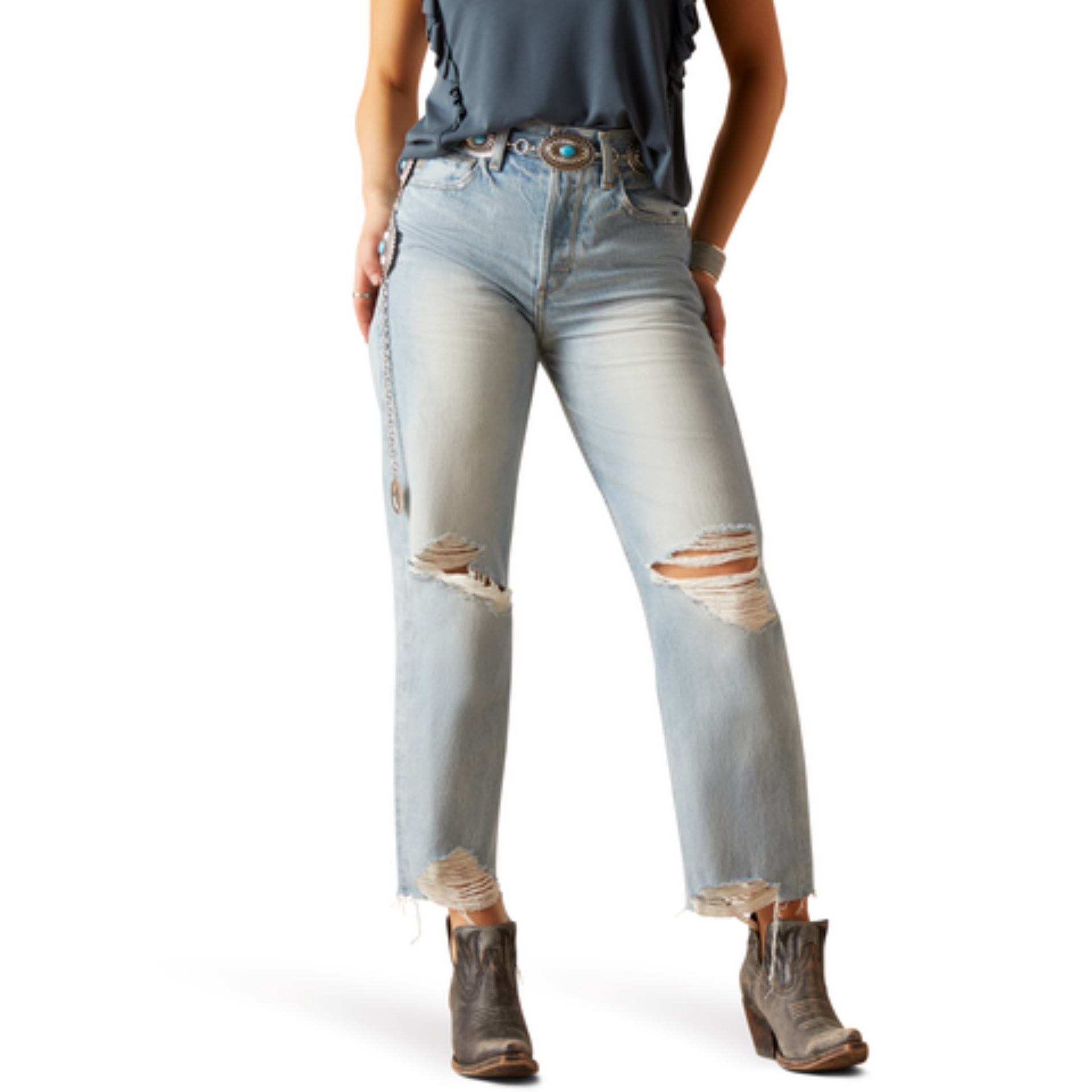 Picture of Ariat 10045187 HR TOMBOY STRGHT JEAN MYKONOS