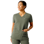 Picture of Ariat 10046121 CLARA 6 POCKET DURASTR SS SCRUB TOP