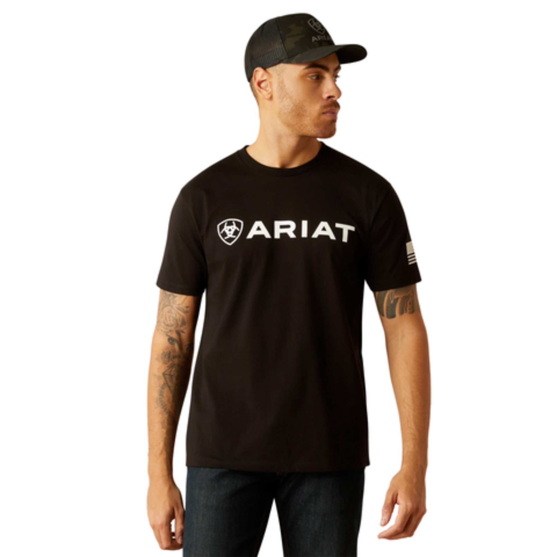 Picture of Ariat 10054197 ARIAT SHIELD FLAG SS TSHRT