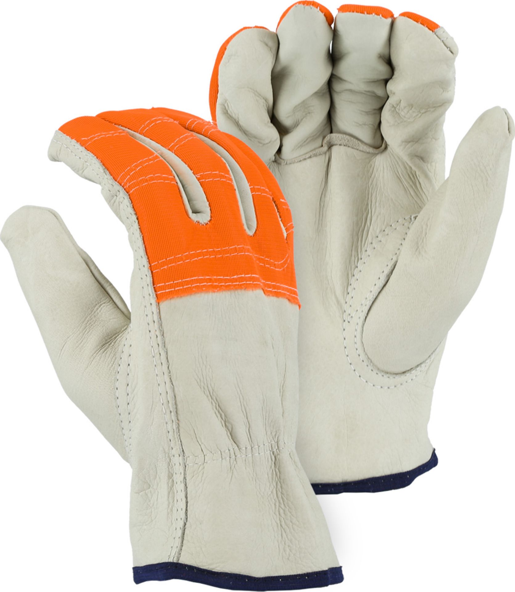 Picture of Majestic 2510HVO Cowhide Drivers Glove with Hi-Viz Cloth Fingers