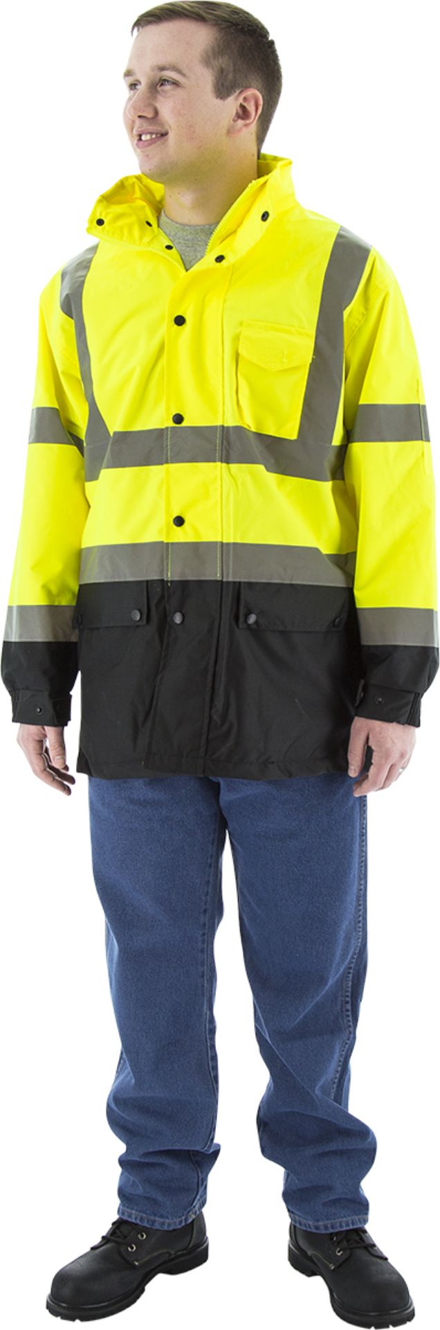 Picture of Majestic 75-1305 Hi-Viz Waterproof Rain Jacket w Nylon Liner, ANSI 3