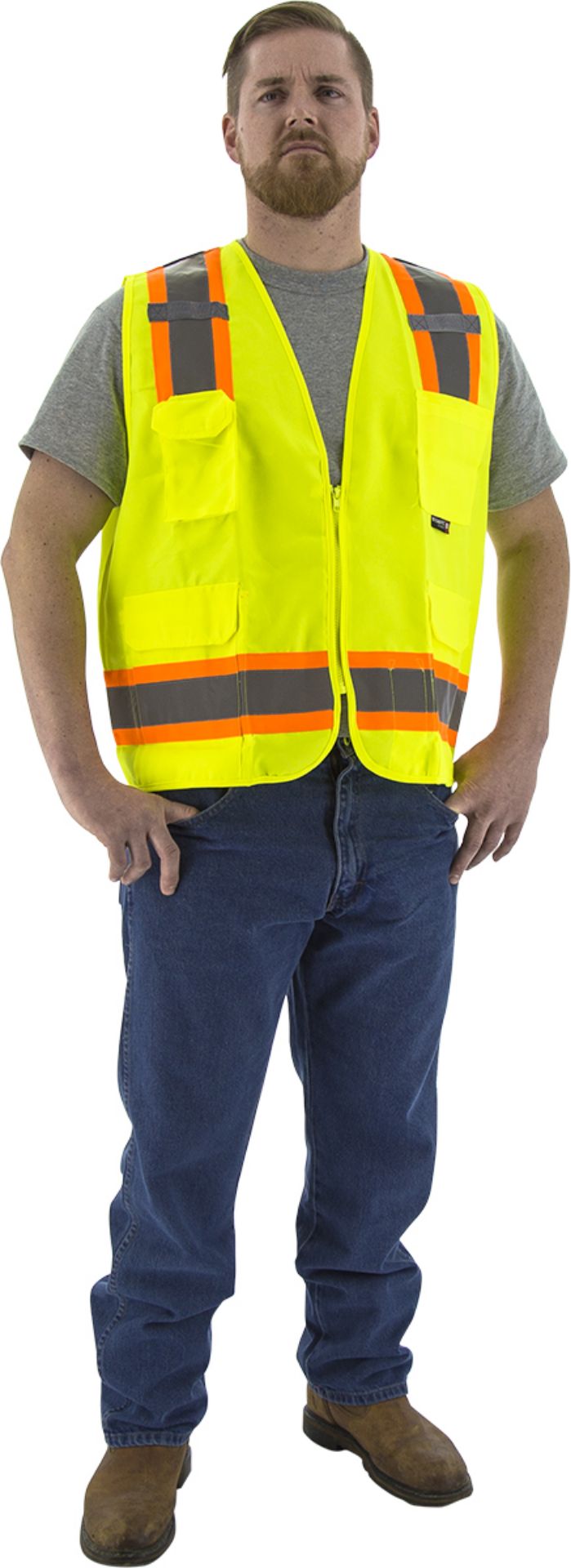 Picture of Majestic 75-3221 Hi-Viz Surveyors Vest w DOT Striping, ANSI 2