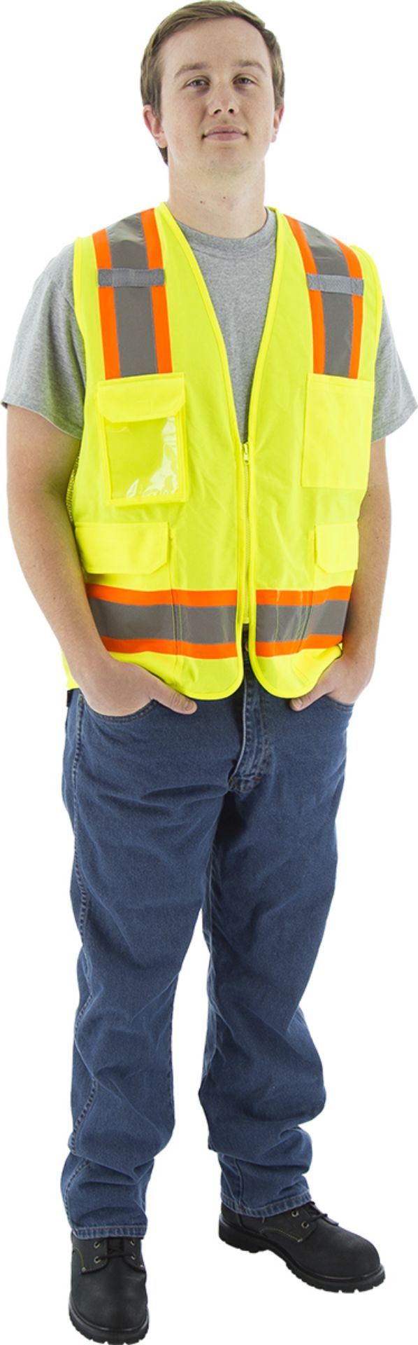 Picture of Majestic 75-3243 Hi-Viz Surveyors Vest w DOT Striping, ANSI 2