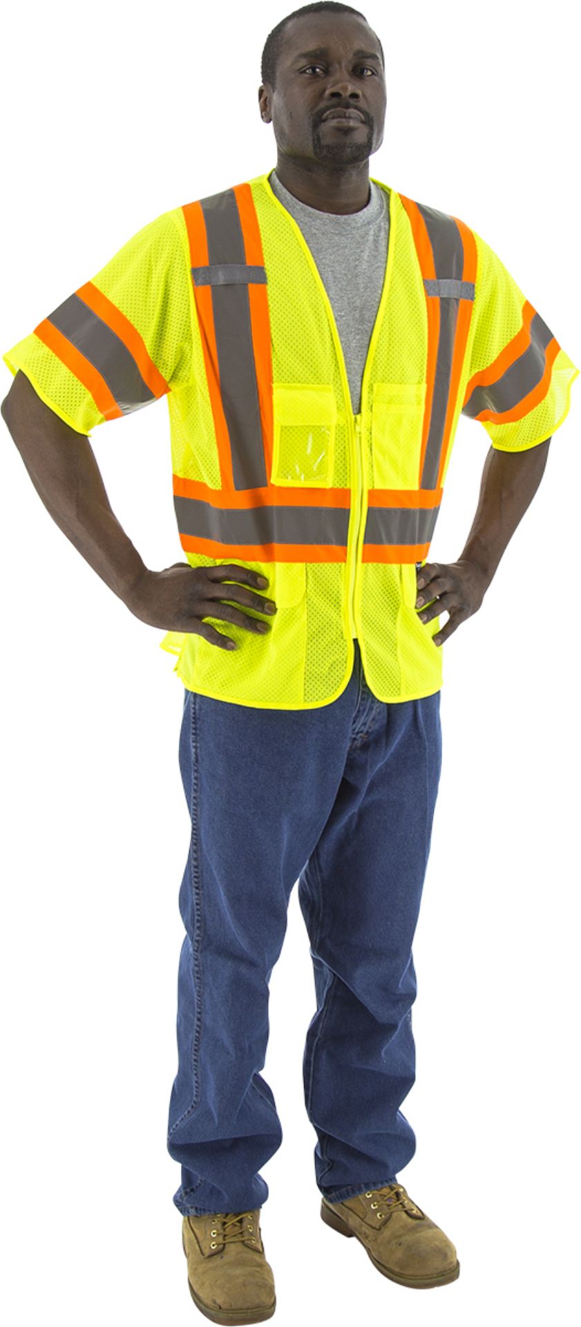 Picture of Majestic 75-3301 Hi-Viz Mesh Vest with DOT Striping, ANSI 3