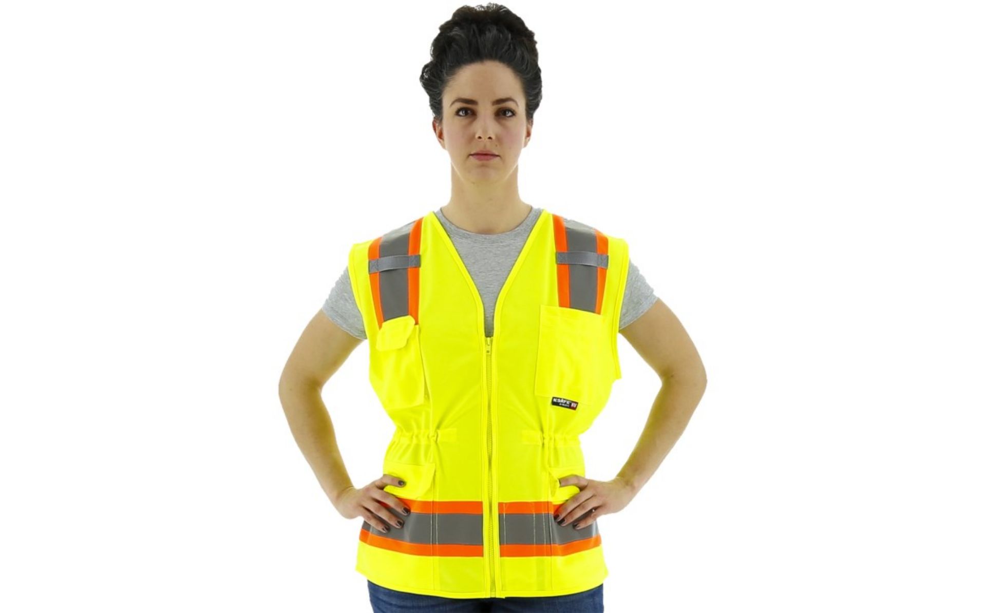 Picture of Majestic 75-3223W Hi-Viz Surveyors Women's Vest w DOT Striping, ANSI 2