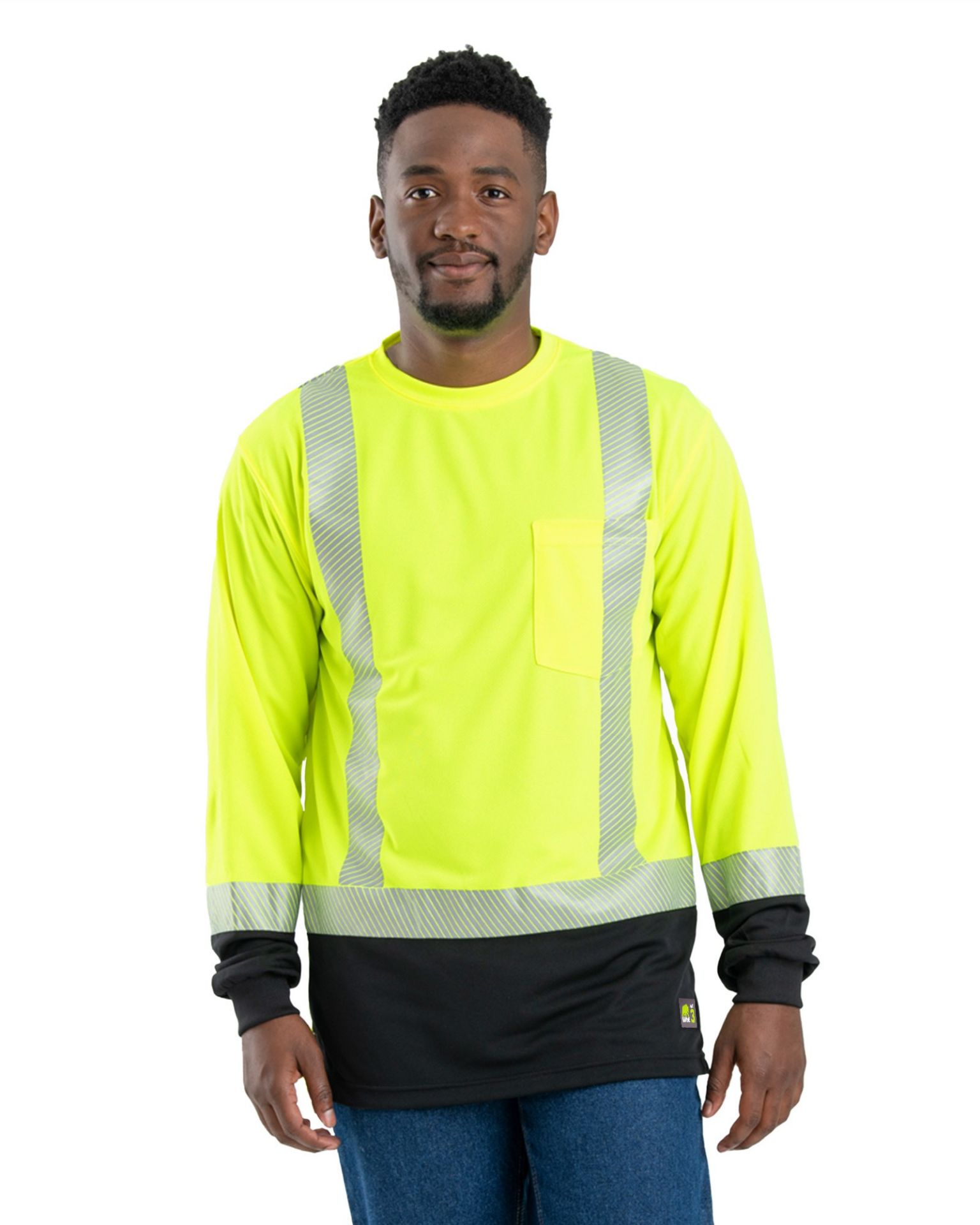 Picture of Berne  HVK018 Hi Vis Class 3 Color Block Long Sleeve T-Shirt