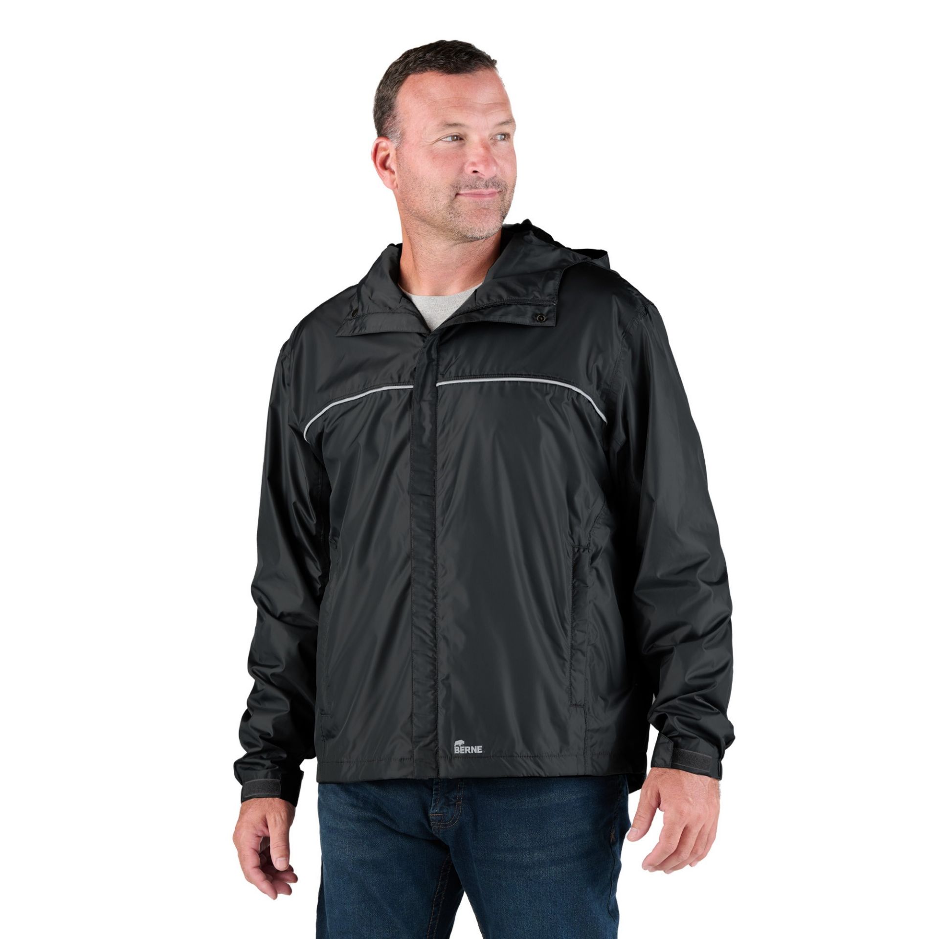 Picture of Berne  RJ25 Coastline Lightweight Hooded Rain Jacket