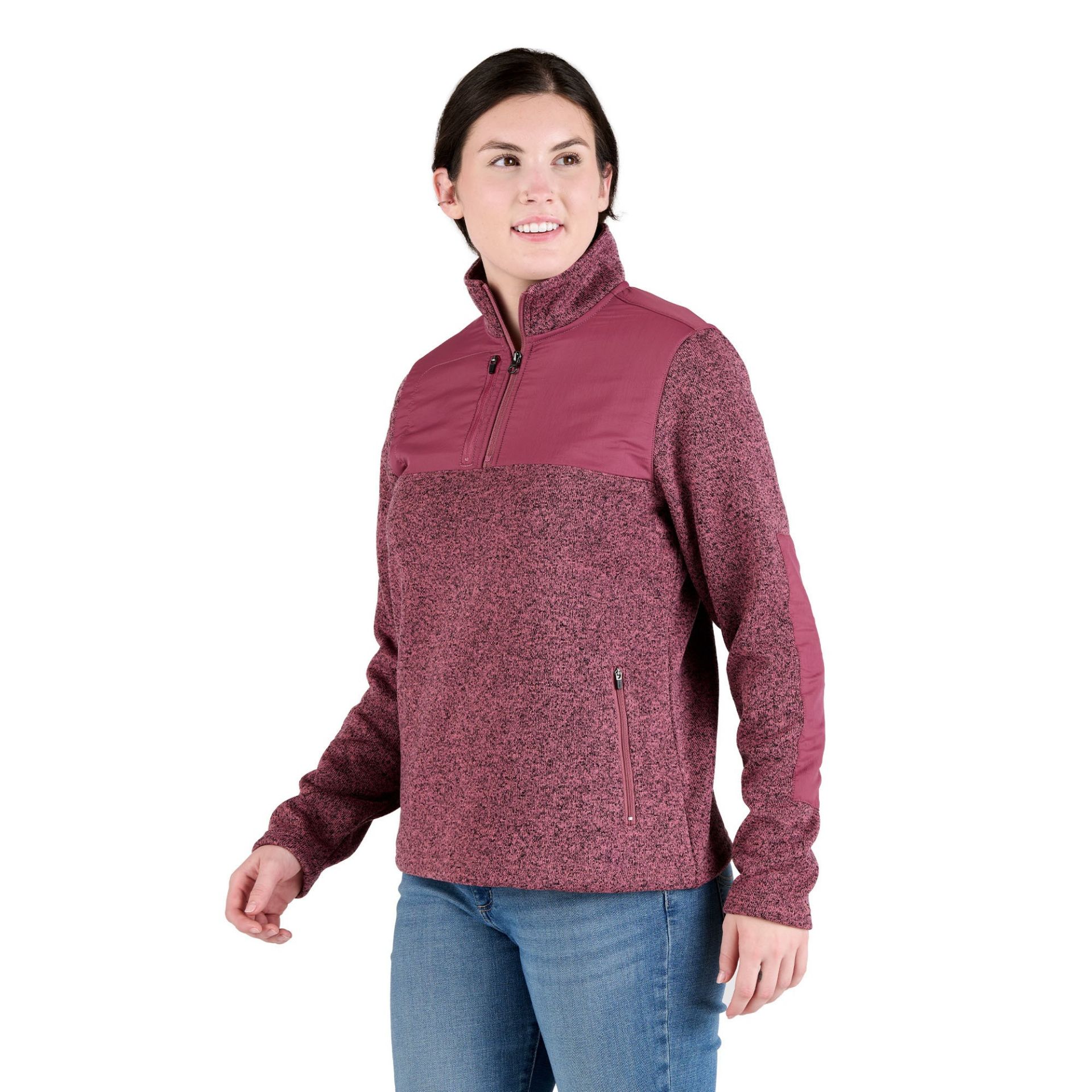 Picture of Berne  WSP712HDMV Women's Flex Knit Quarter-Zip Sweater