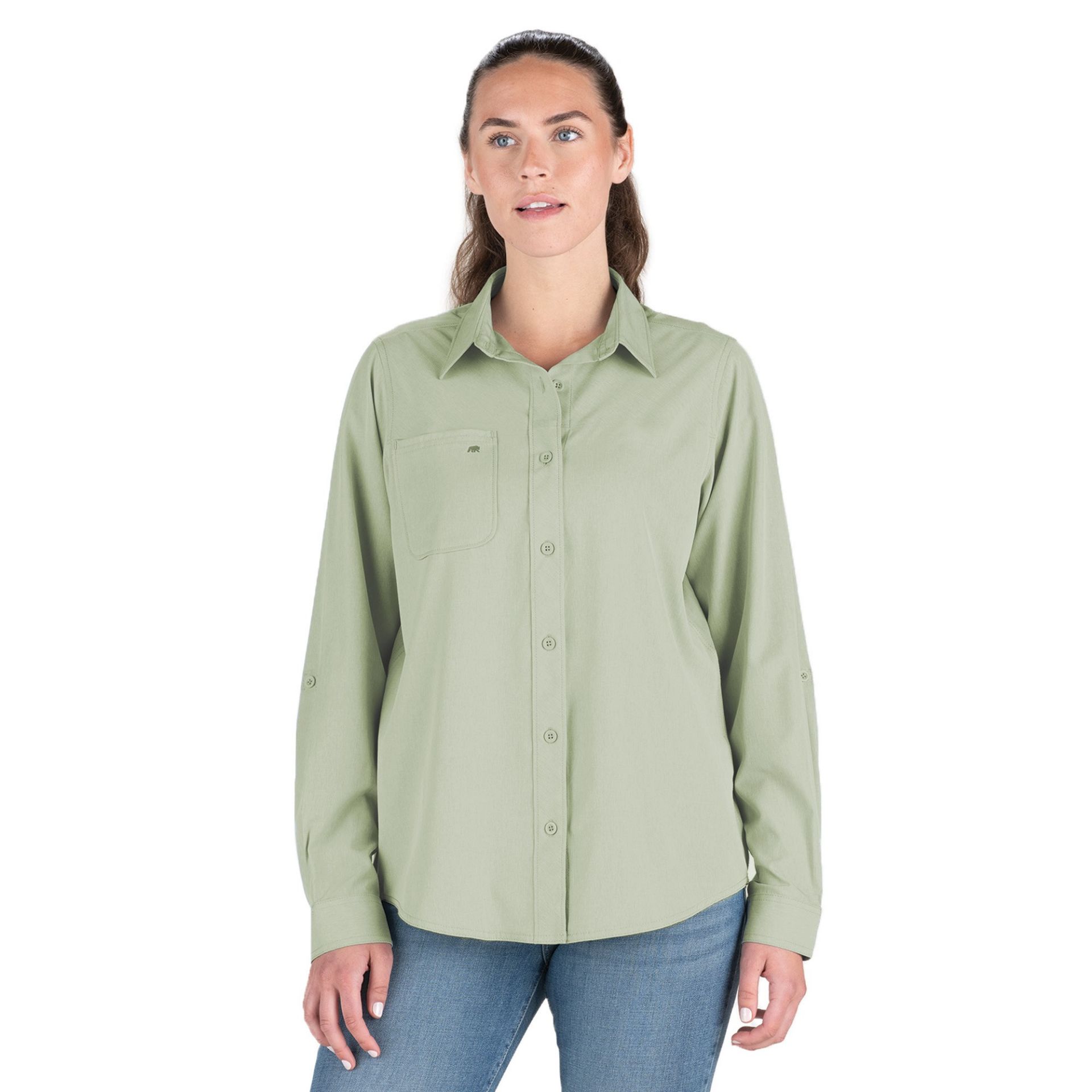 Picture of Berne  WSH34HSEA Women's Flex UPF Button Down Long Sleeve Shirt