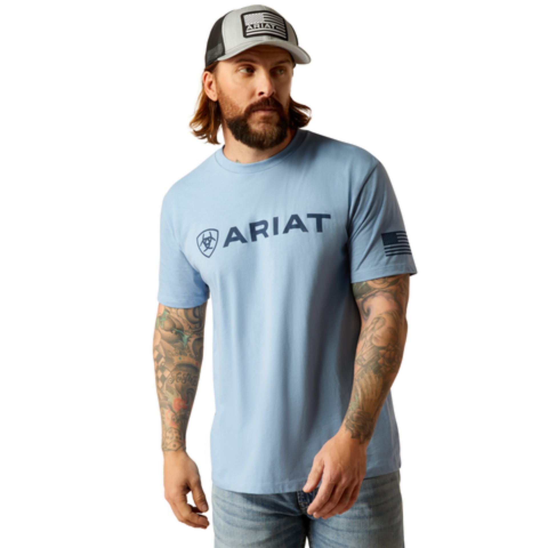 Picture of Ariat 10054195 ARIAT SHIELD FLAG SS TSHRT