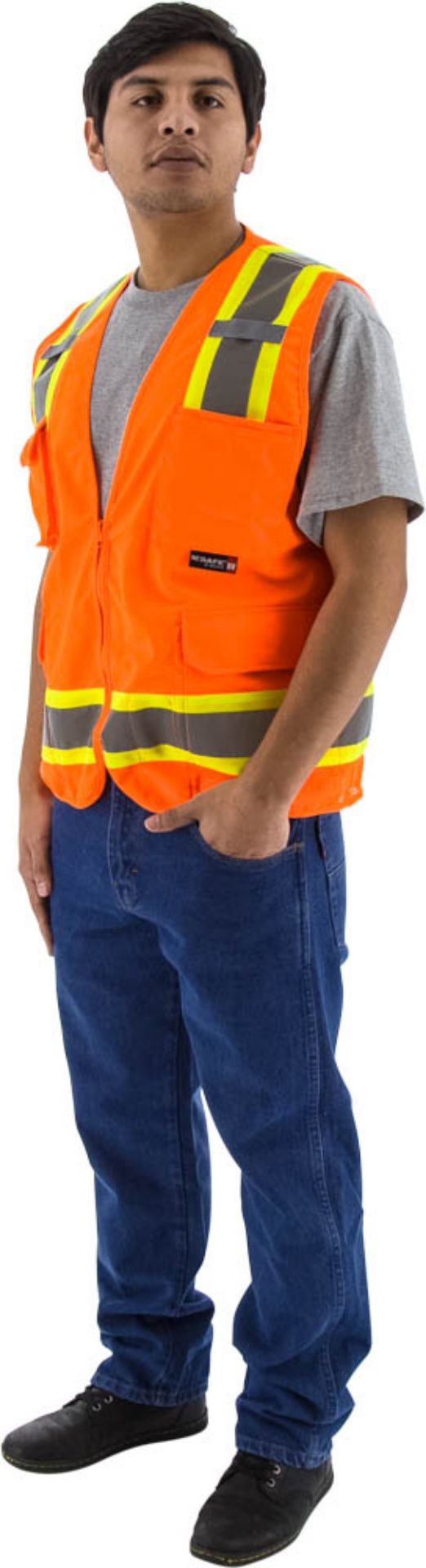 Picture of Majestic 75-3224 Hi-Viz Surveyors Vest w DOT Striping, ANSI 2