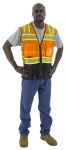 Picture of Majestic 75-3240 Hi-Viz Mesh Vest w DOT Chainsaw Striping, ANSI 2