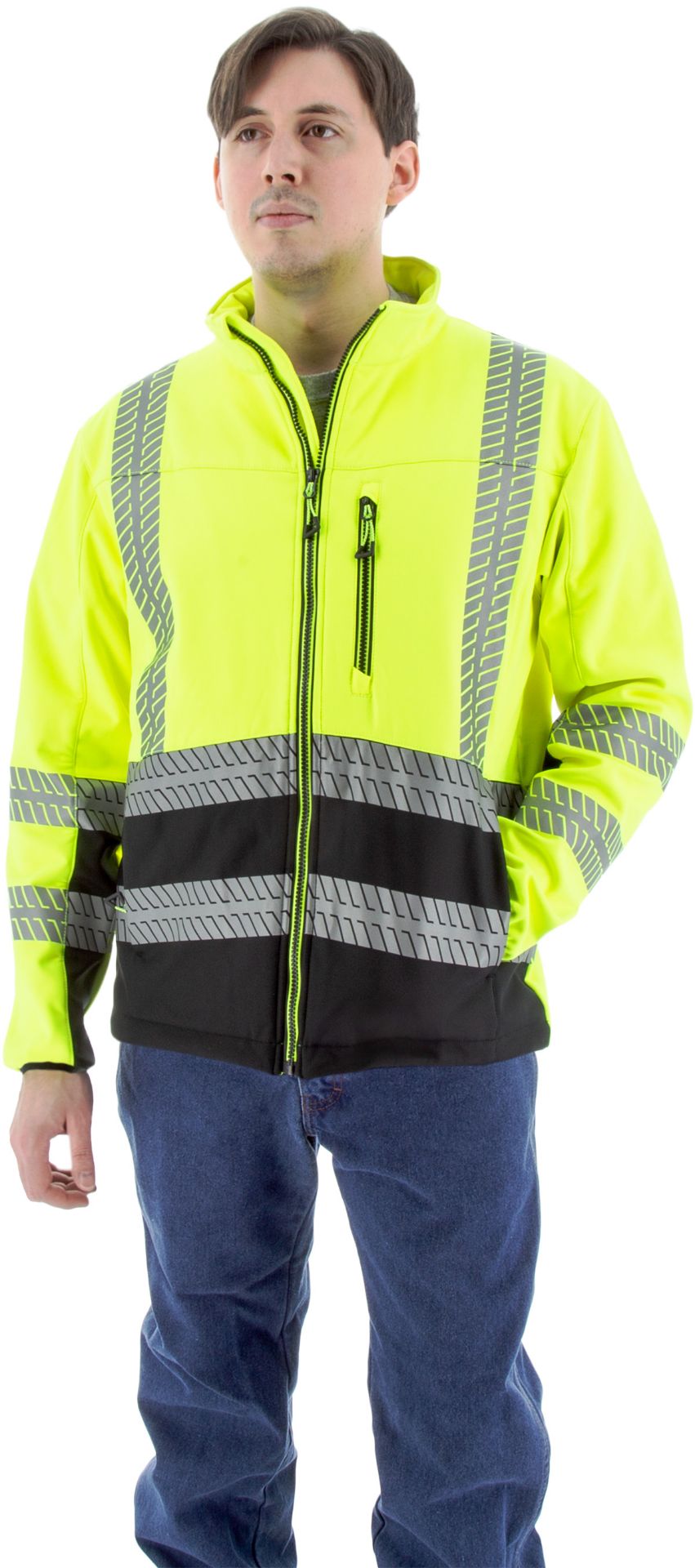 Picture of Majestic 75-1373 High Visibility Water Resistant Softshell Jacket and Liner, Yellow w/Black Bottom ANSI 3, R
