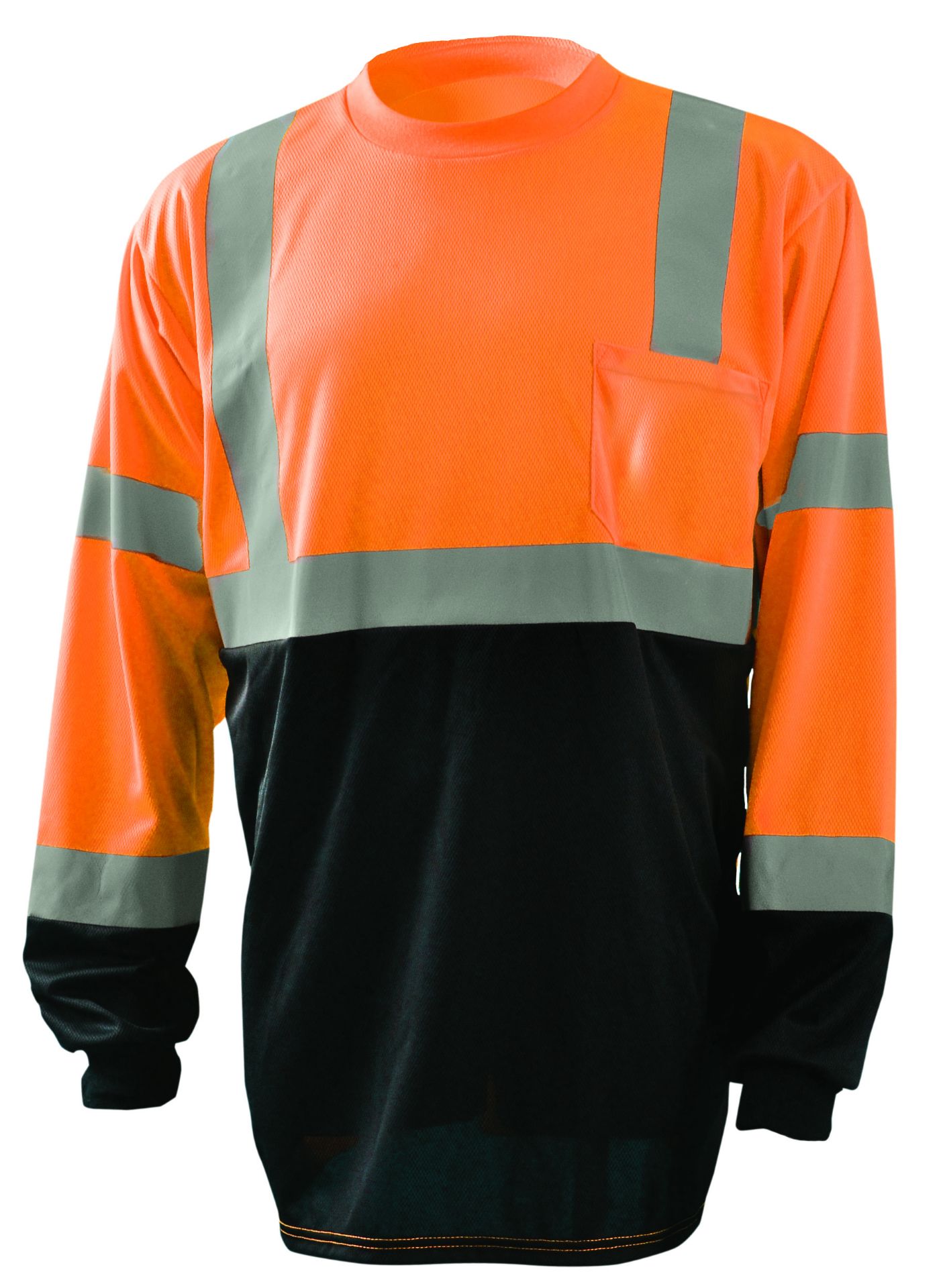 Picture of Occunomix LUX-LSETPBK LONG SLEEVE BLACK BOTTOM WICKING BIRDSEYE T-SHIRT w/POCKET