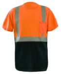 Picture of Occunomix LUX-SSETPBK SHORT SLEEVE BLACK BOTTOM WICKING BIRDSEYE T-SHIRT w/POCKET