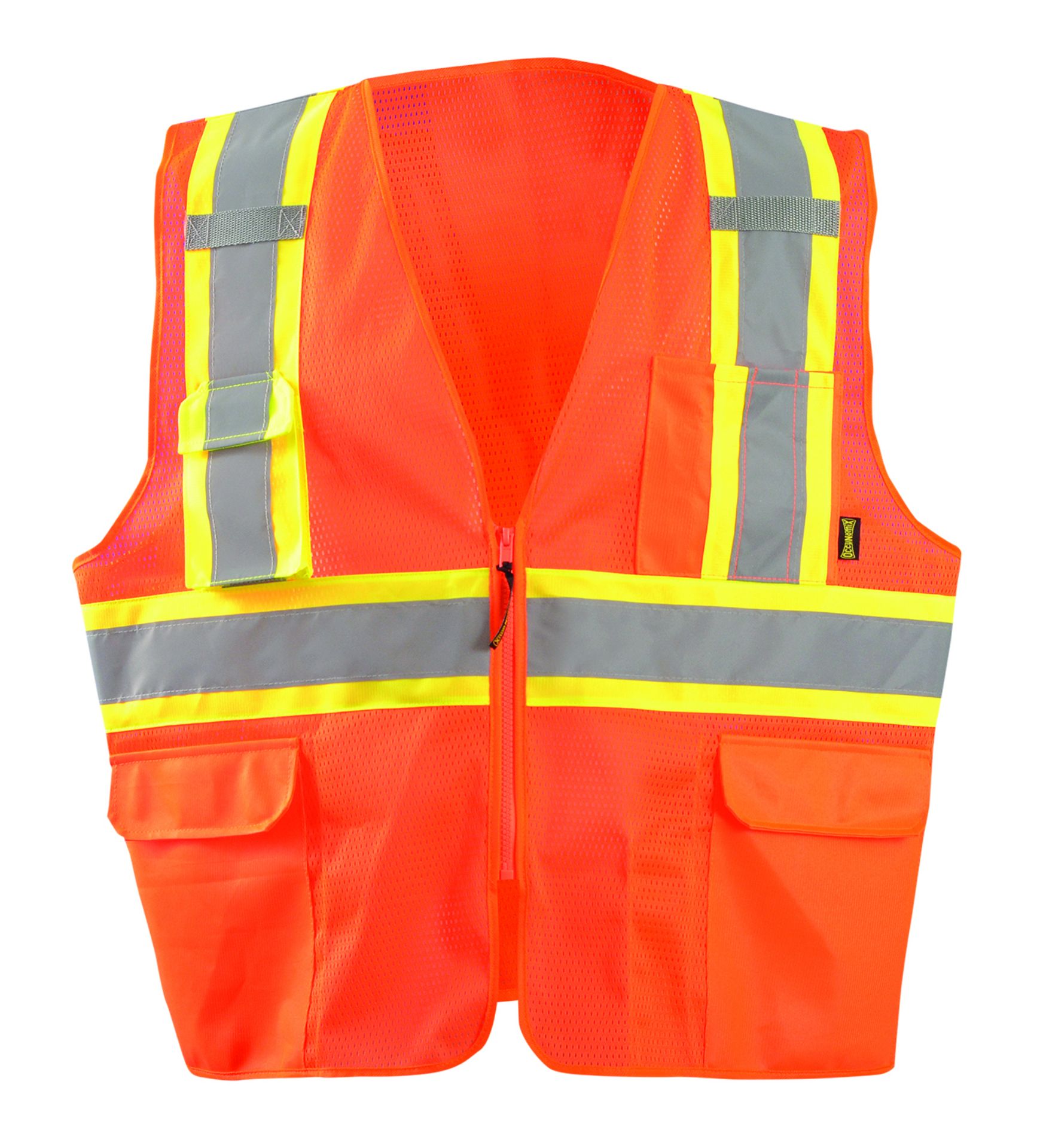 Picture of Occunomix ECO-ATRNSMX MESH TWO-TONE SURVEYOR X-BACK VEST w/ZIPPER