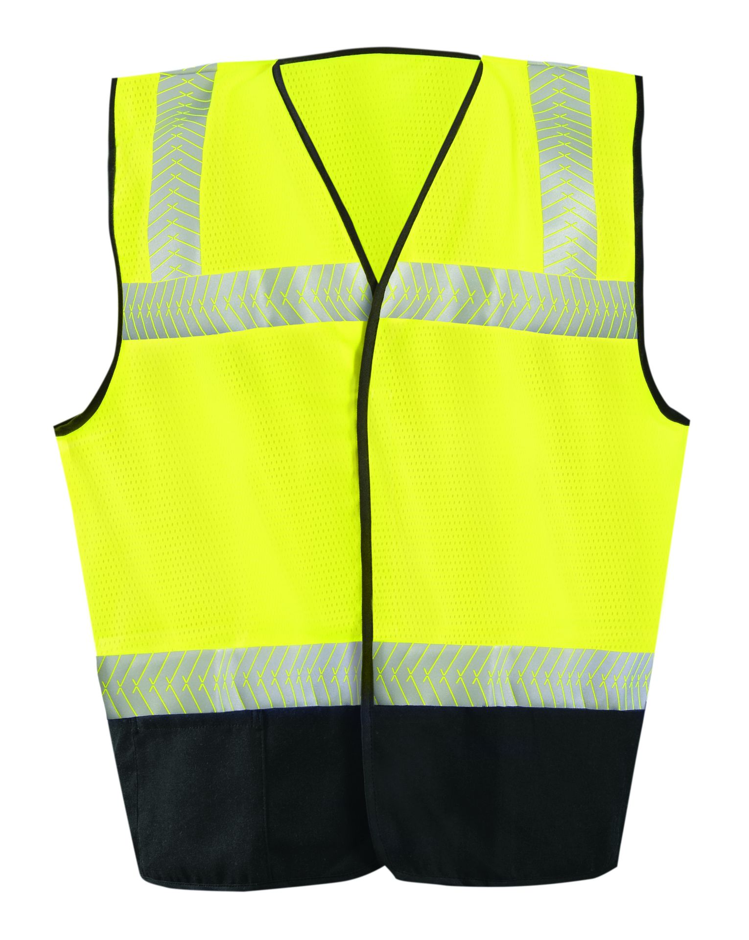 Picture of Occunomix FR-VM2142 FLAME RESISTANT BLACK BOTTOM OCX PATENTED SEGMENTED SINGLE STRIPE MESH VEST *