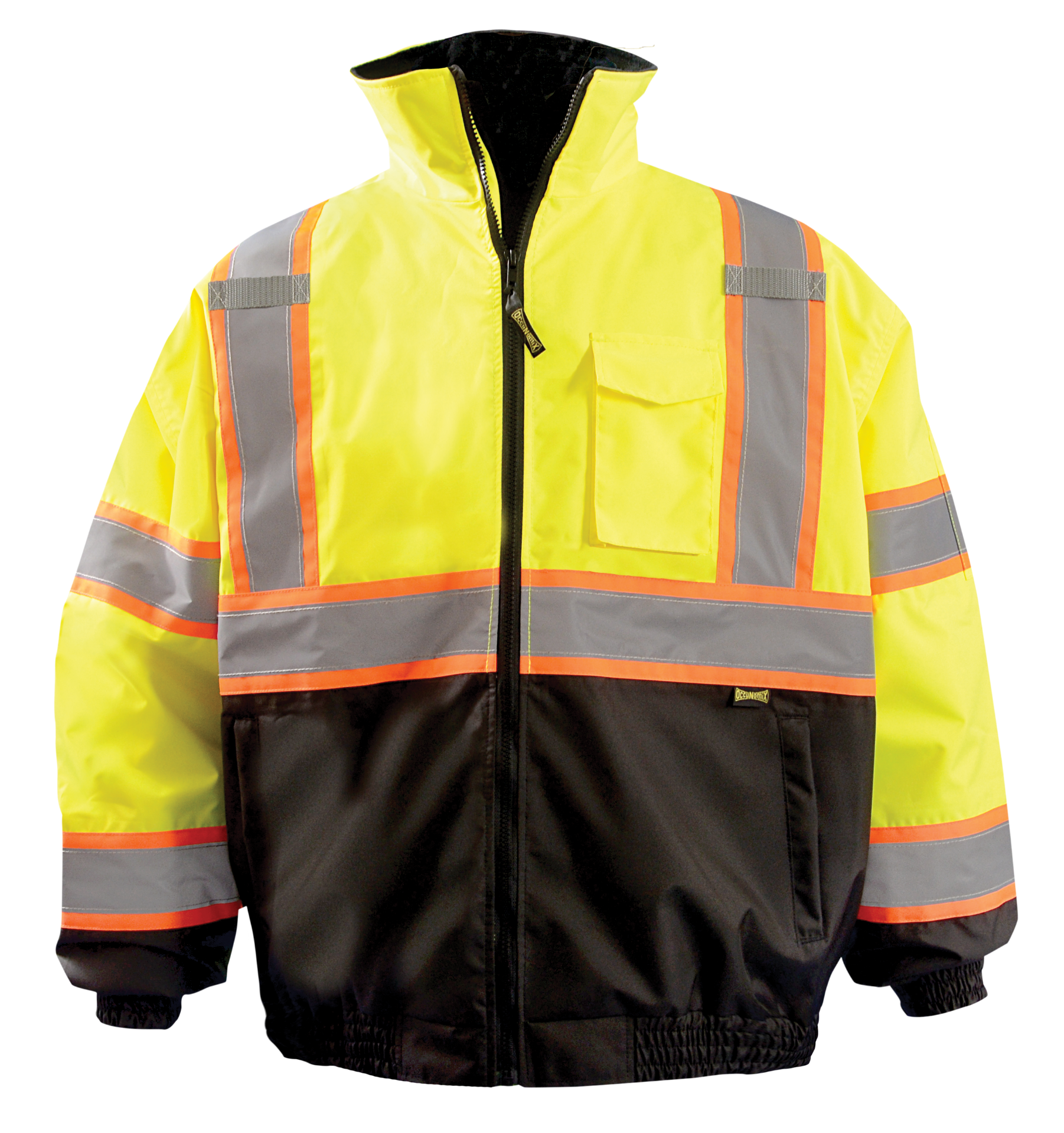 Picture of Occunomix LUX-350-JB2 2-IN-1 TWO-TONE BLACK BOTTOM QUILTED BOMBER JACKET