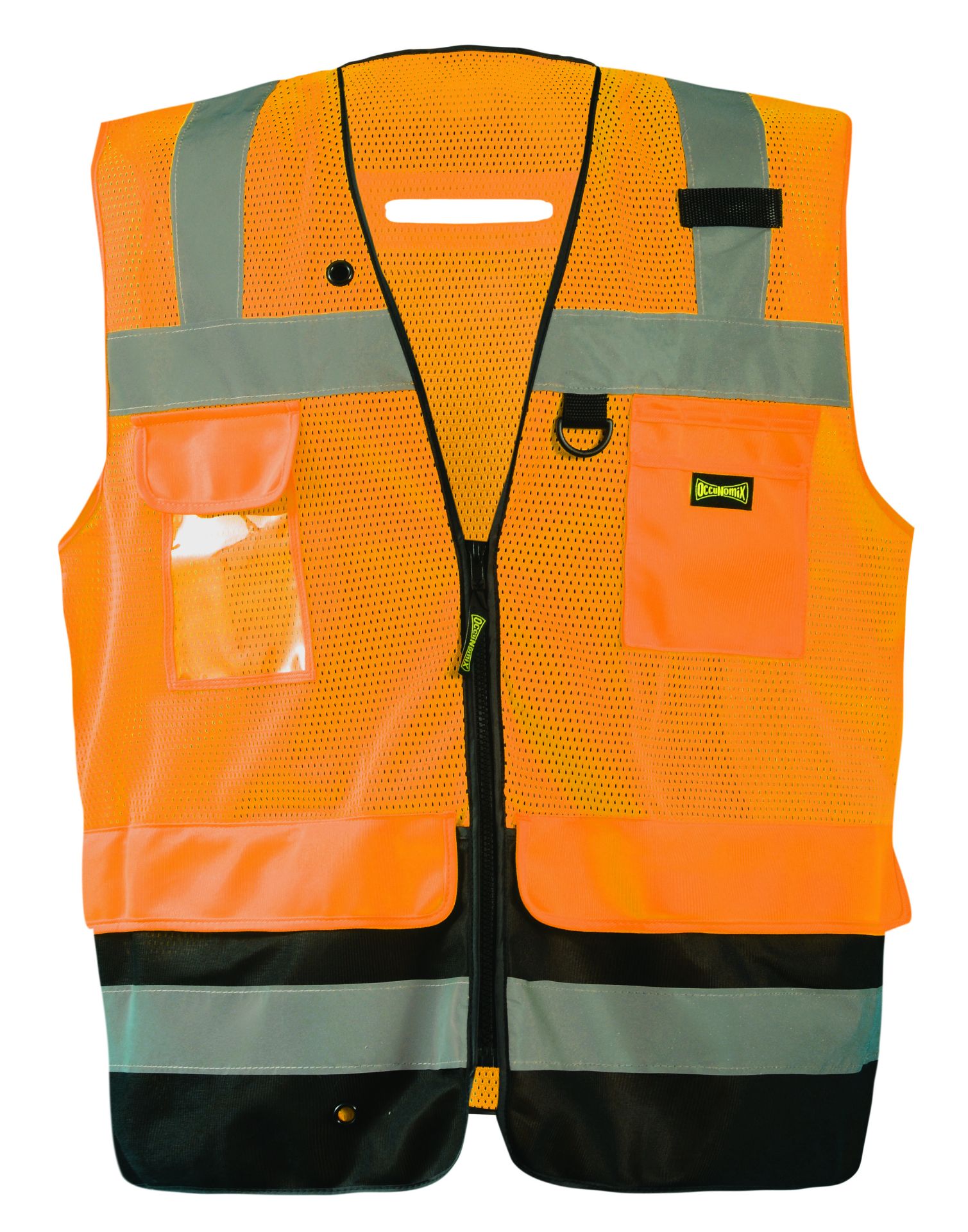 Picture of Occunomix LUX-LTGCSBK MESH BLACK BOTTOM SURVEYOR VEST w/ZIPPER