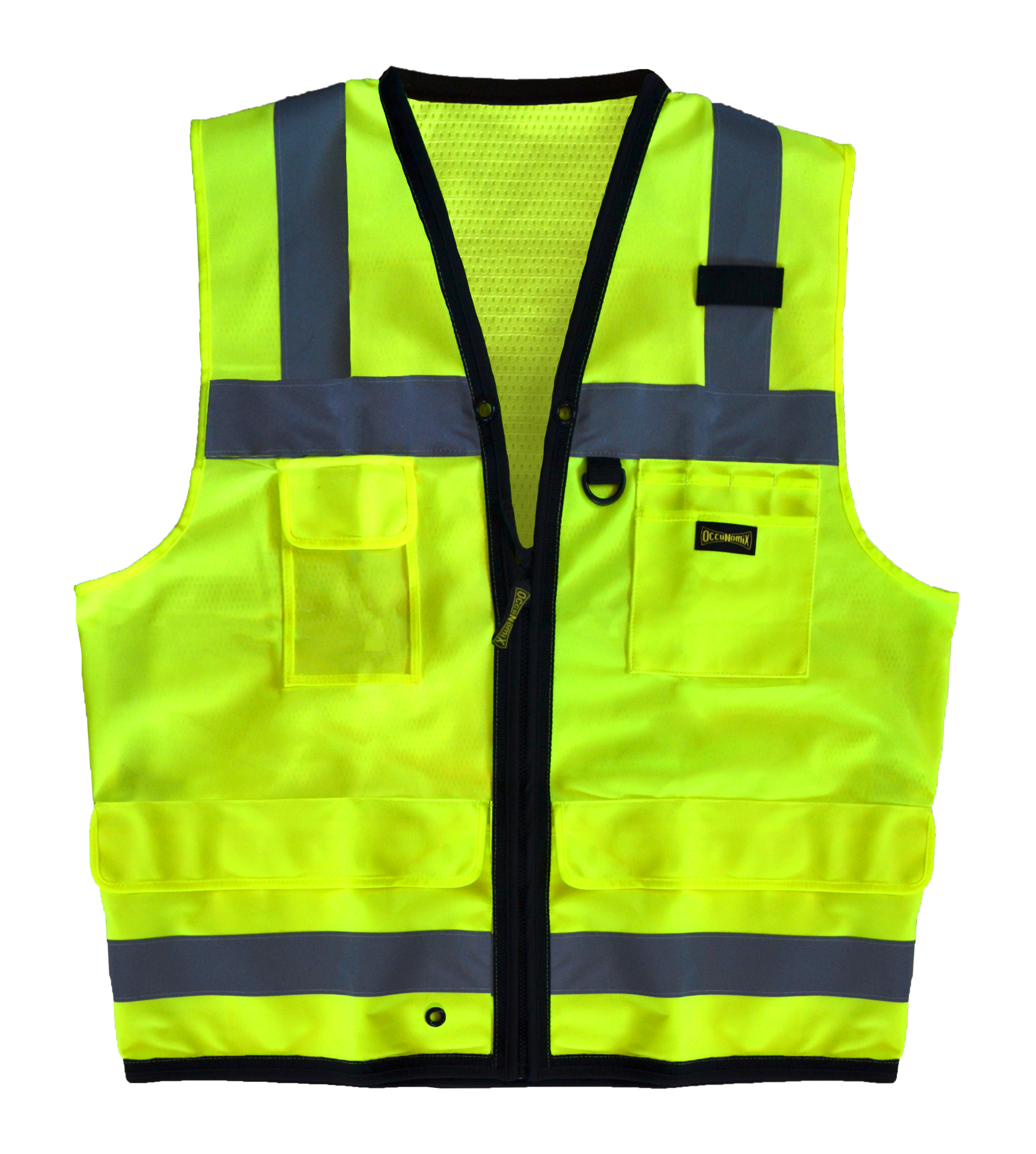 Picture of Occunomix LUX-SSFS SOLID DUAL STRIPE SURVEYOR VEST w/ZIPPER