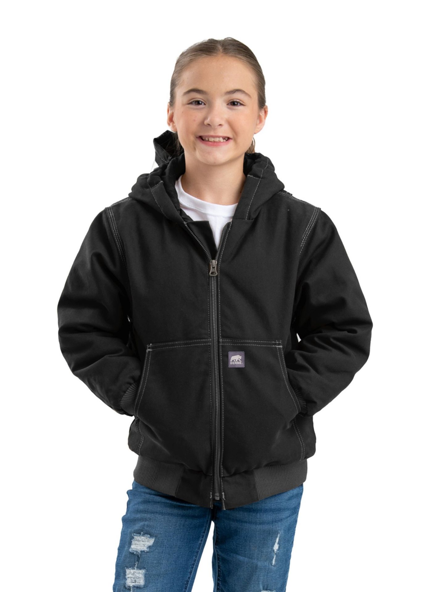 Picture of Berne  BHJ61 Youth Highland Softstone Duck Hooded Jacket