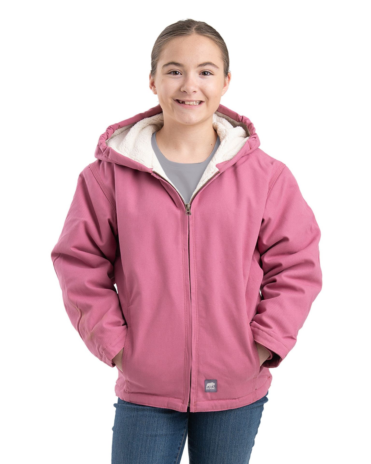Picture of Berne  BHJ41 Girls' Sherpa-Lined Softstone Duck Hooded Jacket